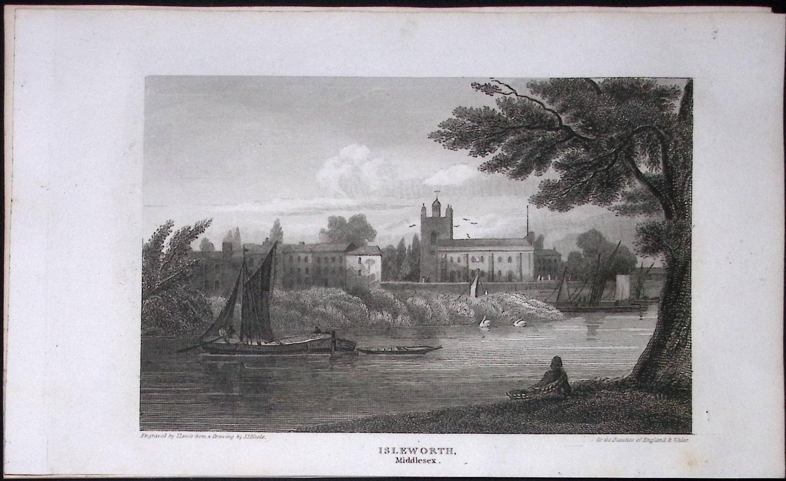 London Isleworth On The River Antique 200 Years-Old Steel-Engraving-103 (1 of 2)