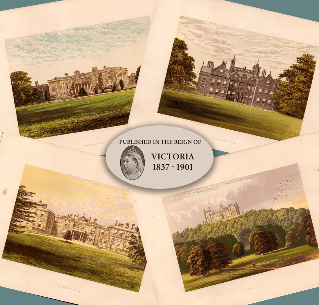 Leicestershire Job lot Gilt-Edge Coloured Victorian Antique Book Plates.: Title: Leicestershire Job lot Gilt-Edge Coloured Victorian Antique Book Plates. Description: This Collection of 4 Stunning Gilt-Edged Colour Plate illustrated by