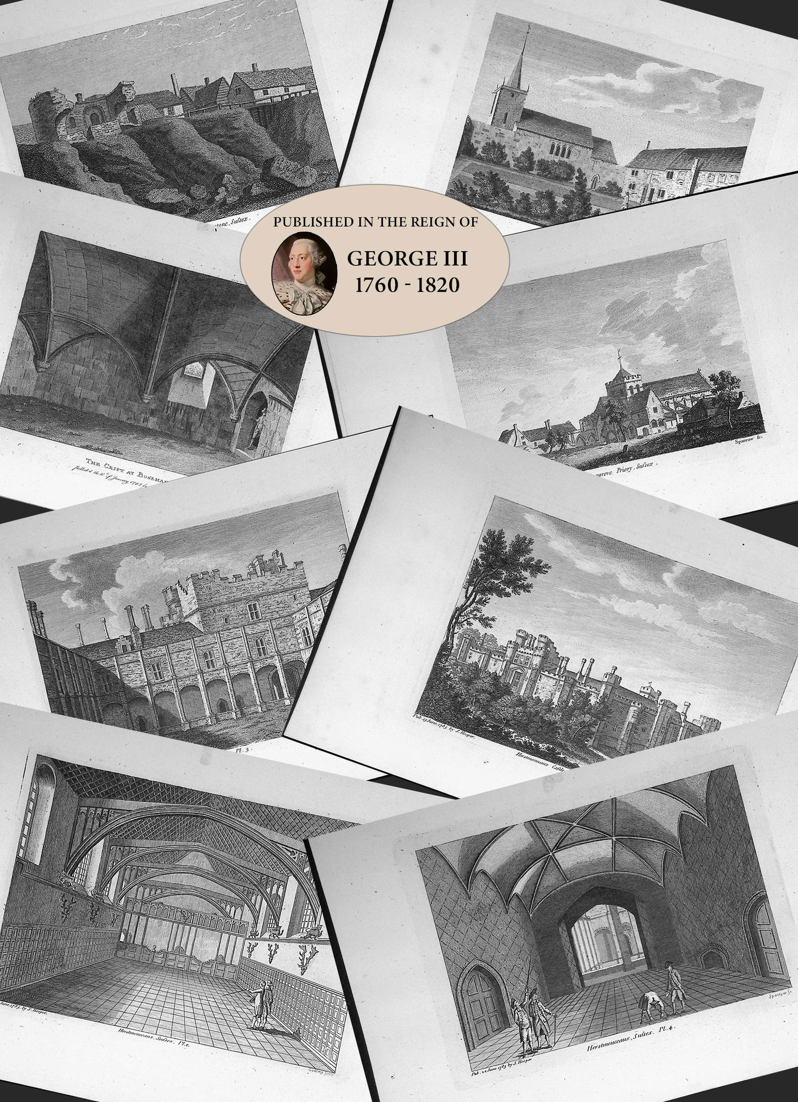 Job Lot Sussex Francis Grose Antique 230+ Years Old Copper Engravings-1 (1 of 11)