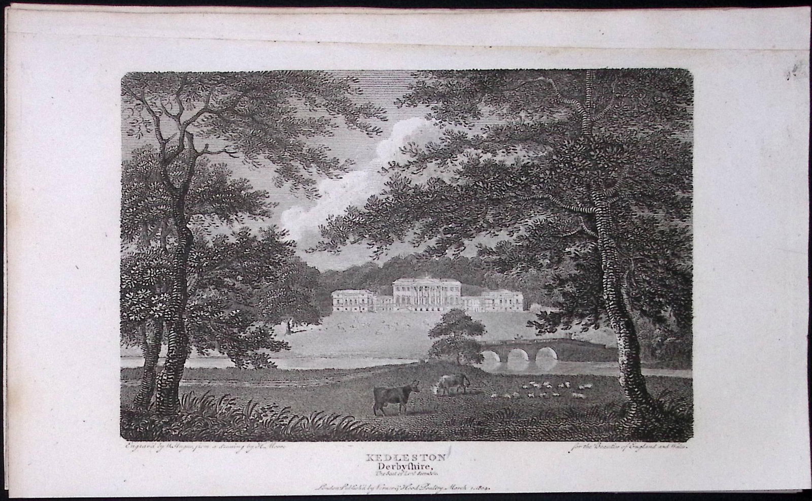 Kedleston Derbyshire Antique 223 Years-Old Georgian Steel-Engraving-30: Title: Kedleston Derbyshire Antique 223 Years-Old Georgian Steel-Engraving-30 Description: This Derbyshire Georgian Antique Print Was Removed from a First Edition of. The Beau