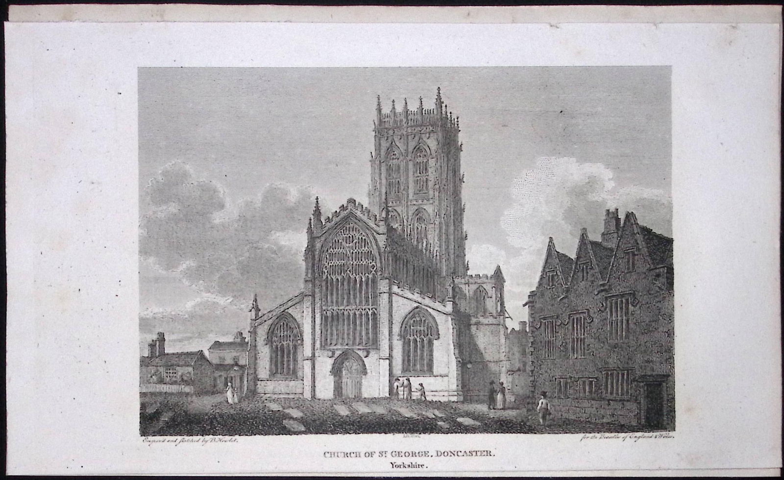Doncaster St Georges Church Yorkshire Antique 213 Years-Old Steel-Engraving-36 (1 of 2)