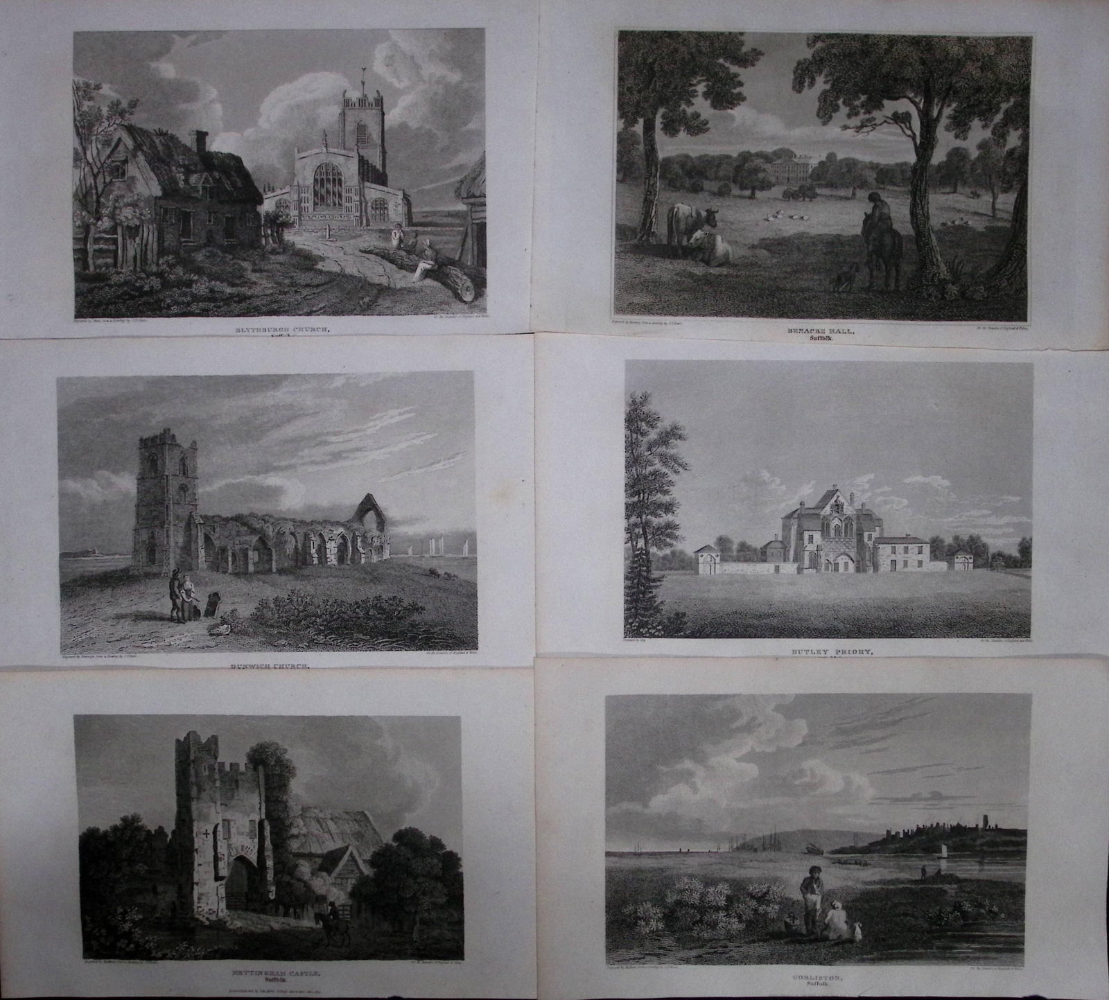 County Suffolk Job-Lot Antique 213 Years-Old Georgian Steel-Engravings-1 (1 of 2)