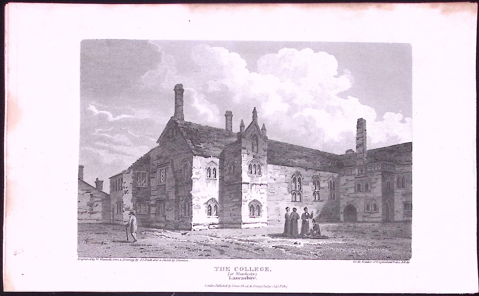 Manchester Lancashire The College Antique 218 Years-Old Steel-Engraving-12 (1 of 2)