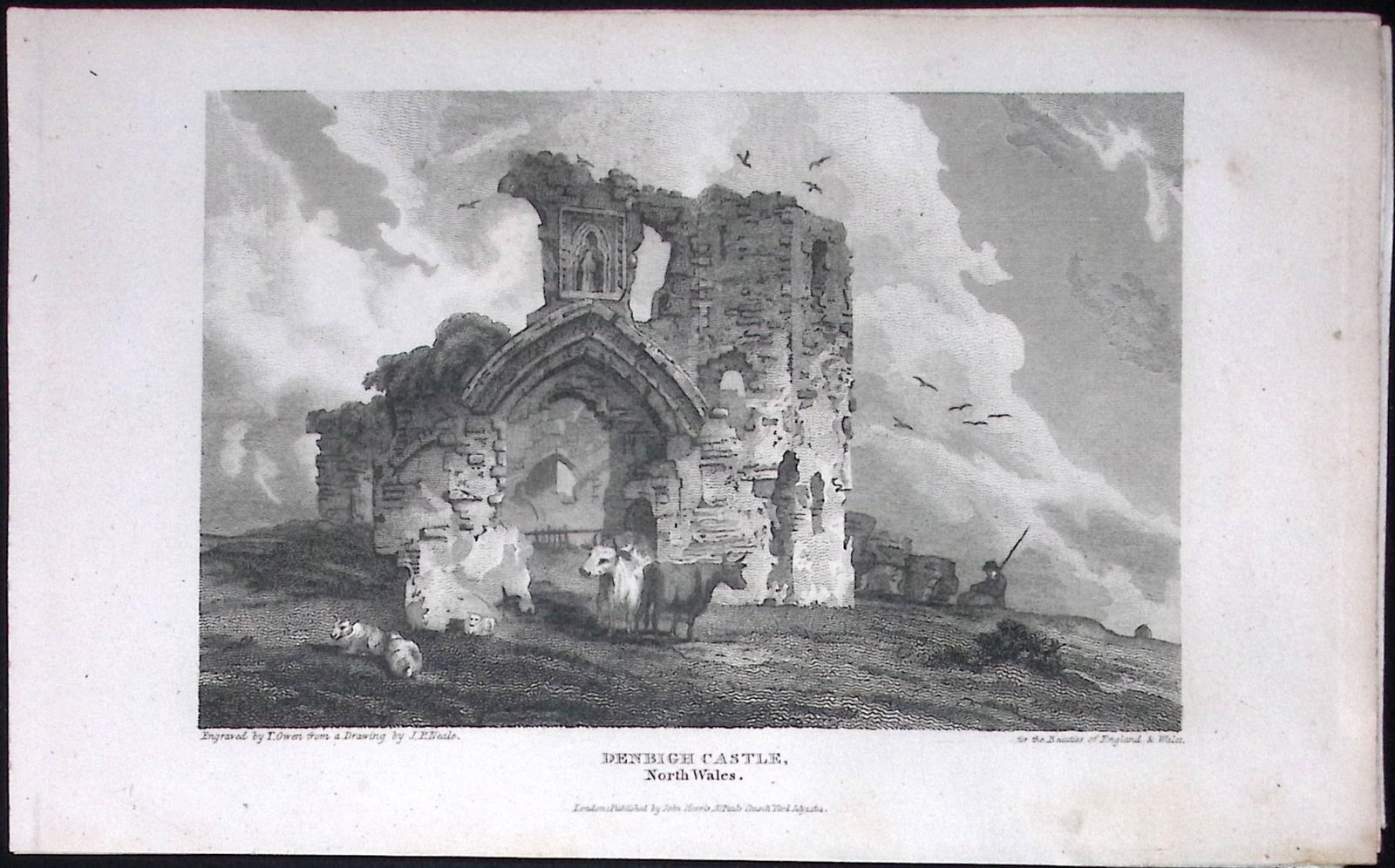 Denbigh Castle Wales Antique 213 Years-Old Georgian Steel-Engraving-194 (1 of 2)