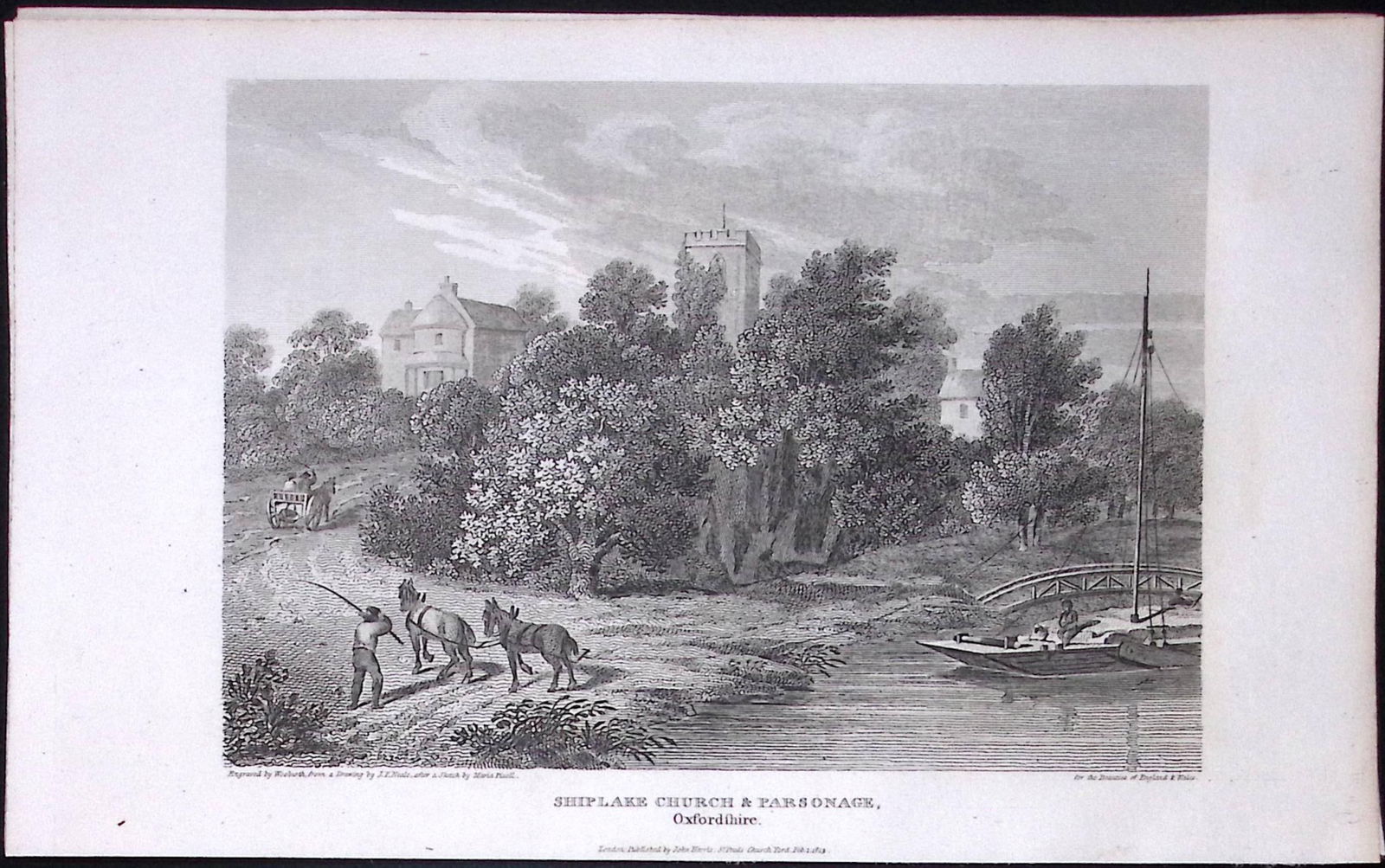 Henley On Thames Shiplake Church Oxfordshire Antique 212 Years-Old Steel-Engraving-55 (1 of 2)