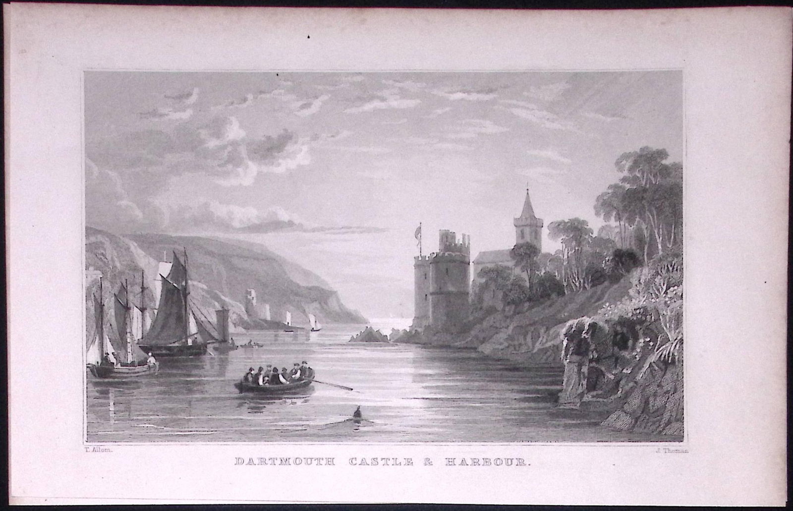 Dartmouth Town Devonshire Antique 193 Years-Old Steel-Engraving-17: Title: Dartmouth Town Devonshire Antique 193 Years-Old Steel-Engraving-17 Description: This Antique Steel Engraved Map Was Removed from a 193-Year-Old Edition of. D