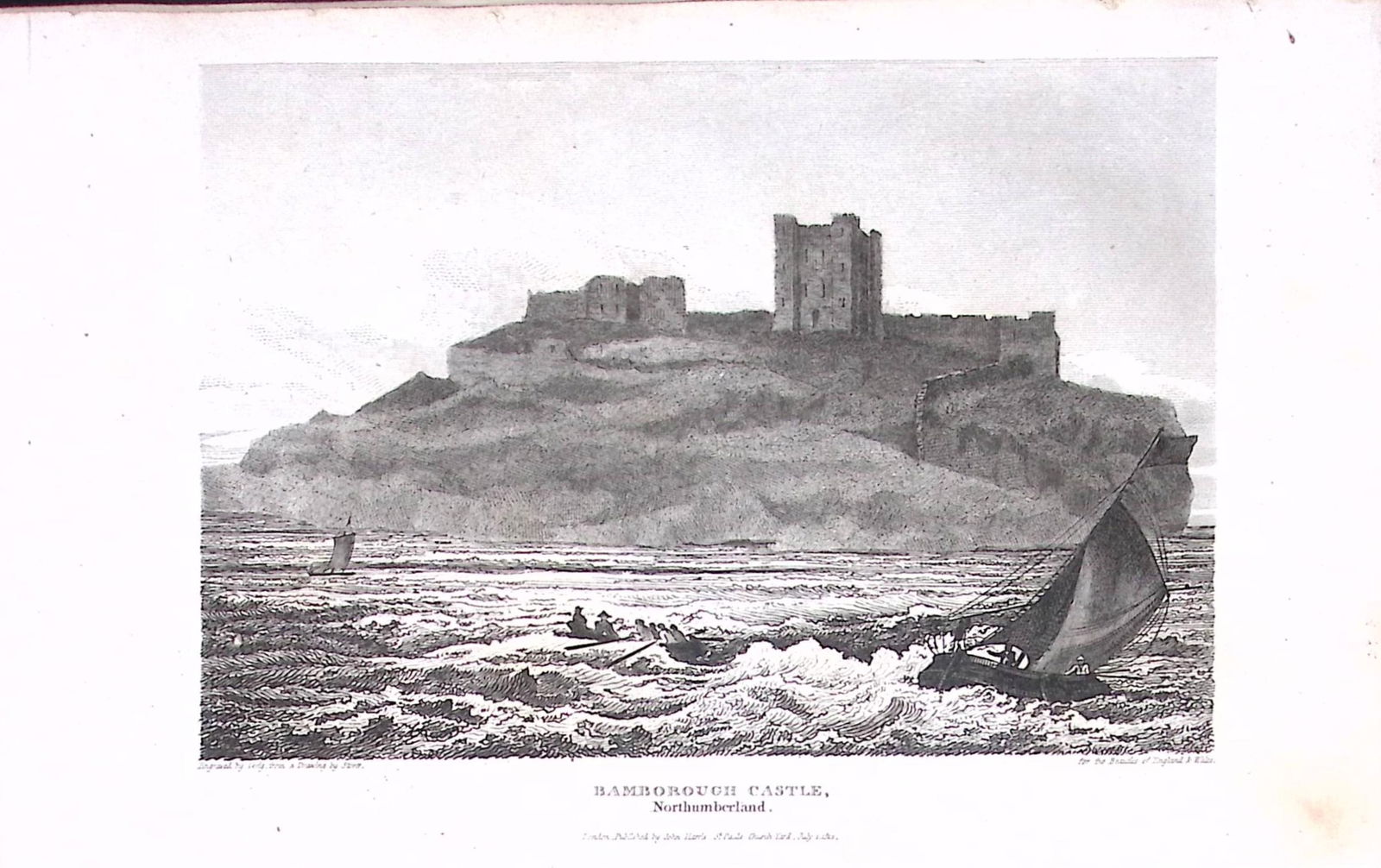 Northumberland Bamborough Castle Antique 223 Years-Old Steel-Engraving-143 (1 of 2)