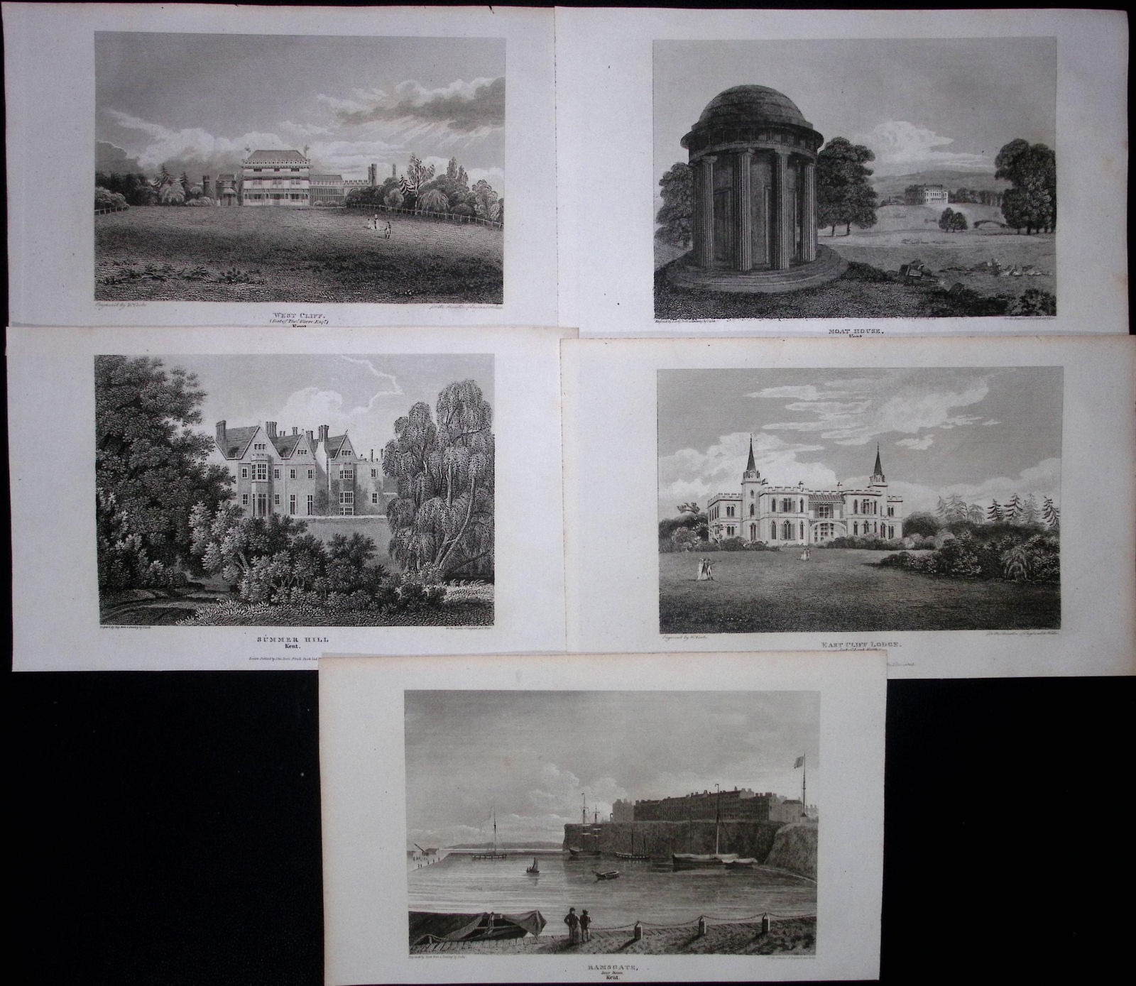 County Kent Job-Lot Antique 218 Years-Old Georgian Steel-Engravings-5: Title: County Kent Job-Lot Antique 218 Years-Old Georgian Steel-Engravings-5 Description: These 5 Georgian Antique Prints Was Removed from a First Edition of. The B