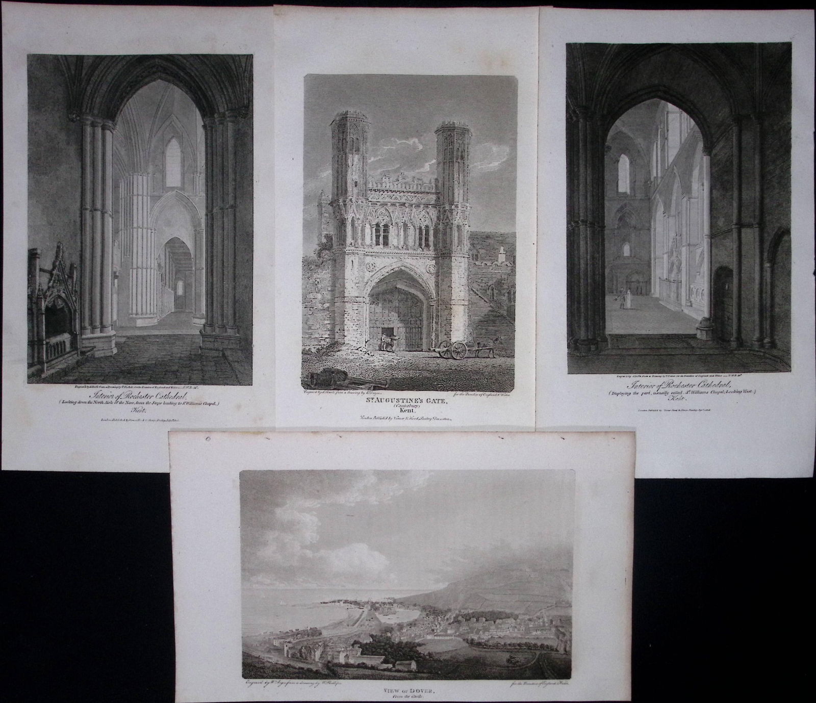 County Kent Job-Lot Antique 218 Years-Old Georgian Steel-Engravings-1 (1 of 2)