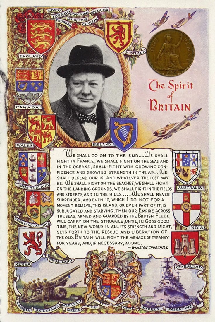 Winston Churchill VE Day 80th Anniversary Designed Metal Art Coin Display: Title: Winston Churchill VE Day 80th Anniversary Designed Metal Art Coin Display Description: Original Penny Coin From 1945 The Year the War Ended.Mounted On to A 8"X6" (200x150mm) Metal