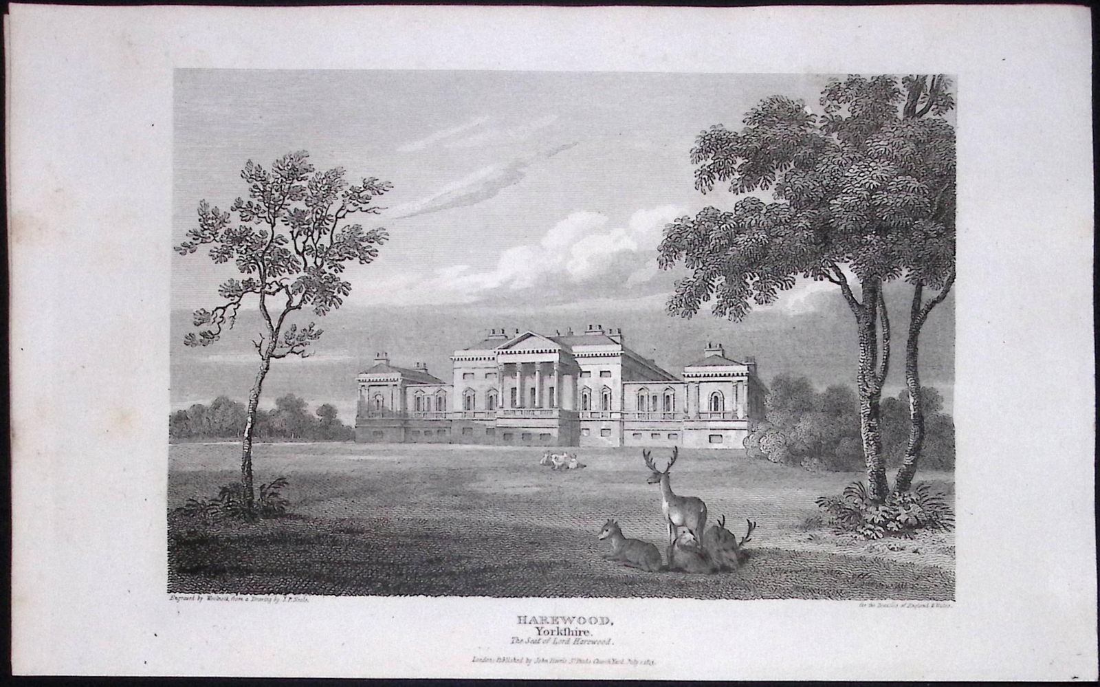Harewood West Yorkshire Antique 213 Years-Old Steel-Engraving-31 (1 of 2)