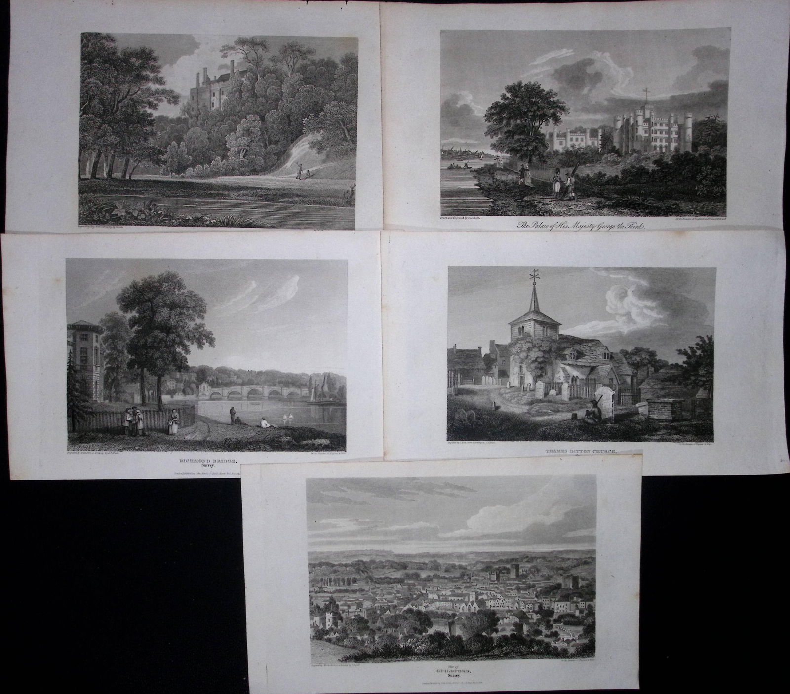 County Surrey Job-Lot Antique 213 Years-Old Georgian Steel-Engravings-2 (1 of 1)