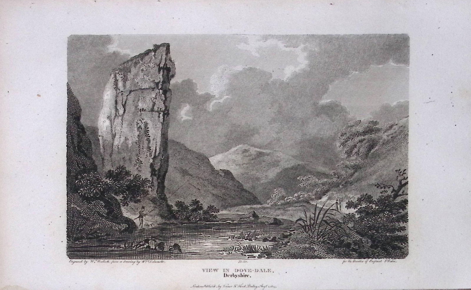 Dove Dale Peak District Antique 223 Years-Old Georgian Steel-Engraving-288 (1 of 1)