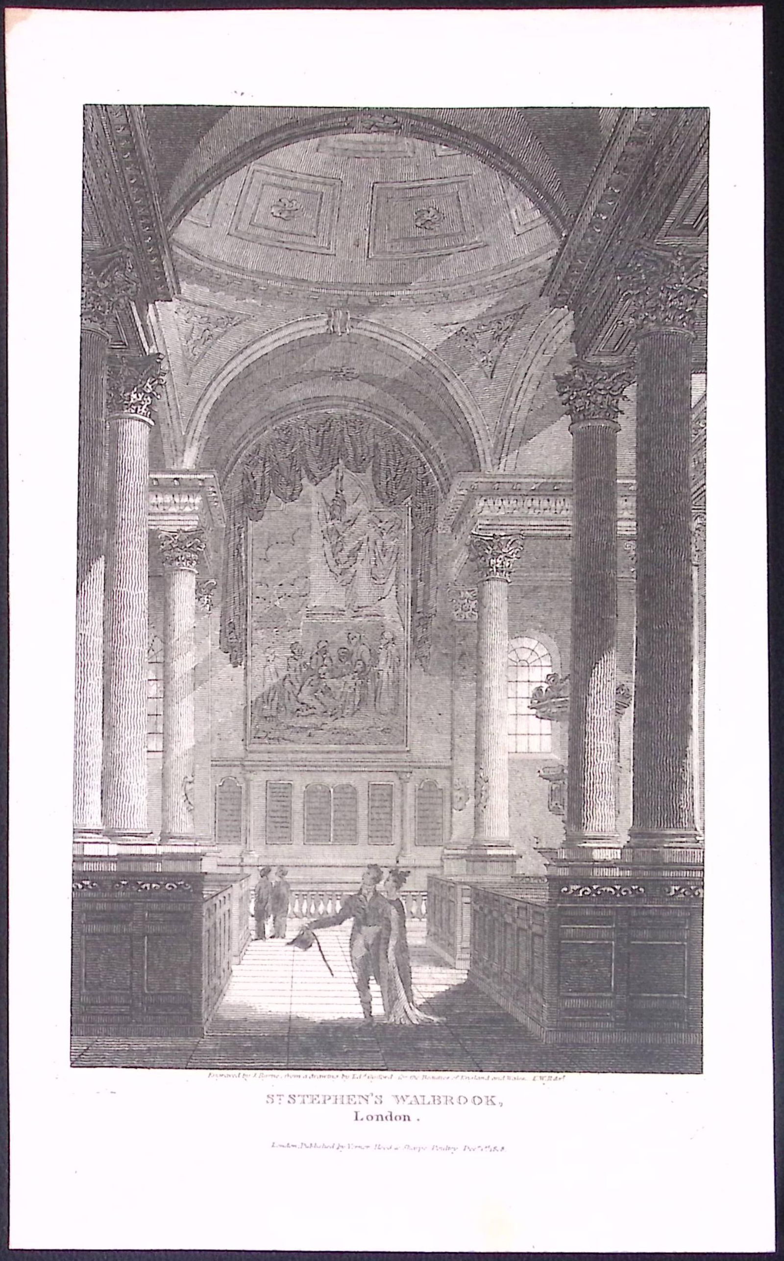 St Stephens Walbrook London Antique 200 Years-Old Steel-Engraving-240 (1 of 2)
