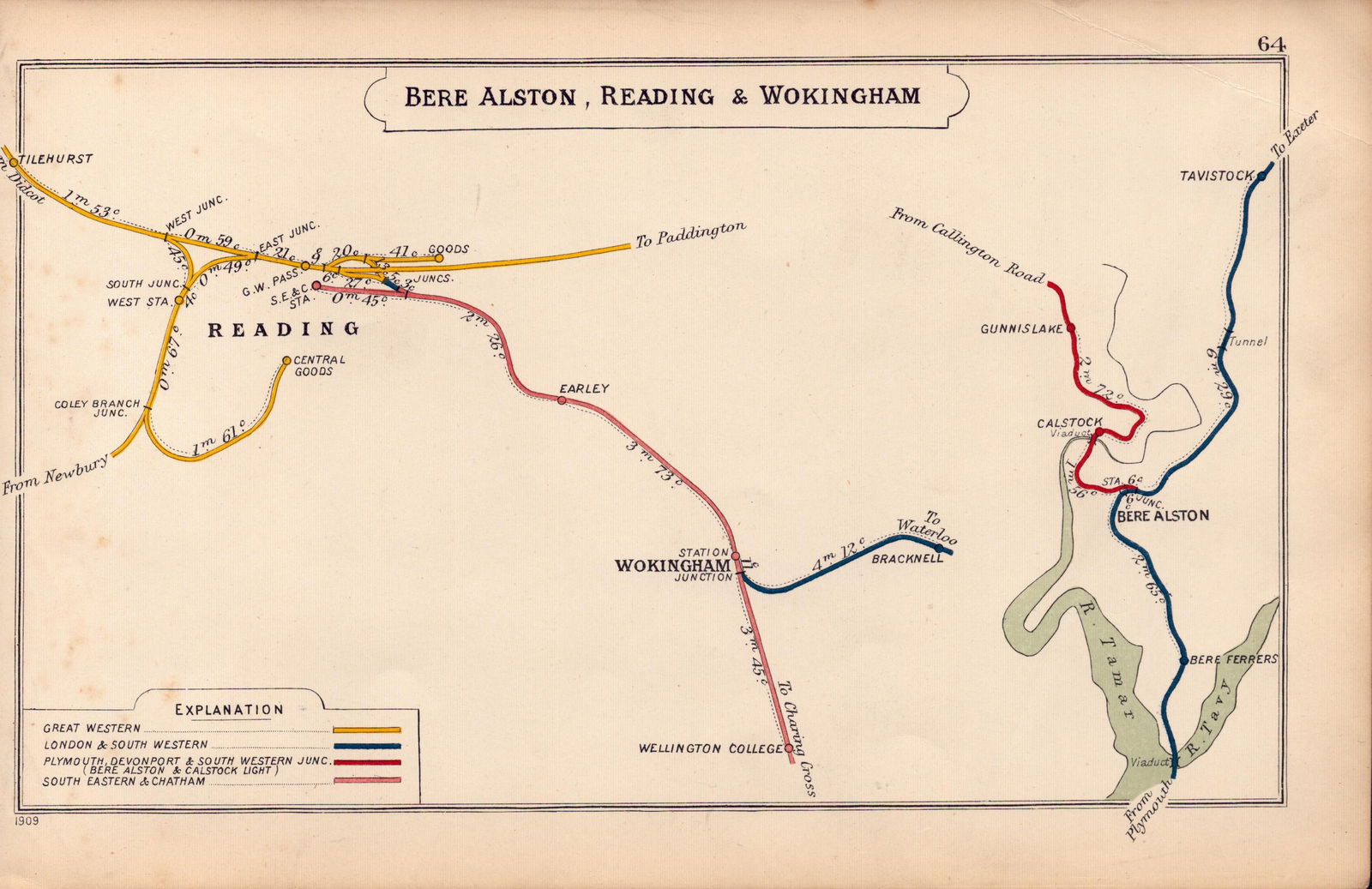 Tilehurst Reading Wokingham Berkshire Antique Railway Diagram-64.: Title: Tilehurst Reading Wokingham Berkshire Antique Railway Diagram-64. Description: This Antique Railway Junction Diagram Has Been Removed from a Copy of. 1920 Railway Clearing House and Was