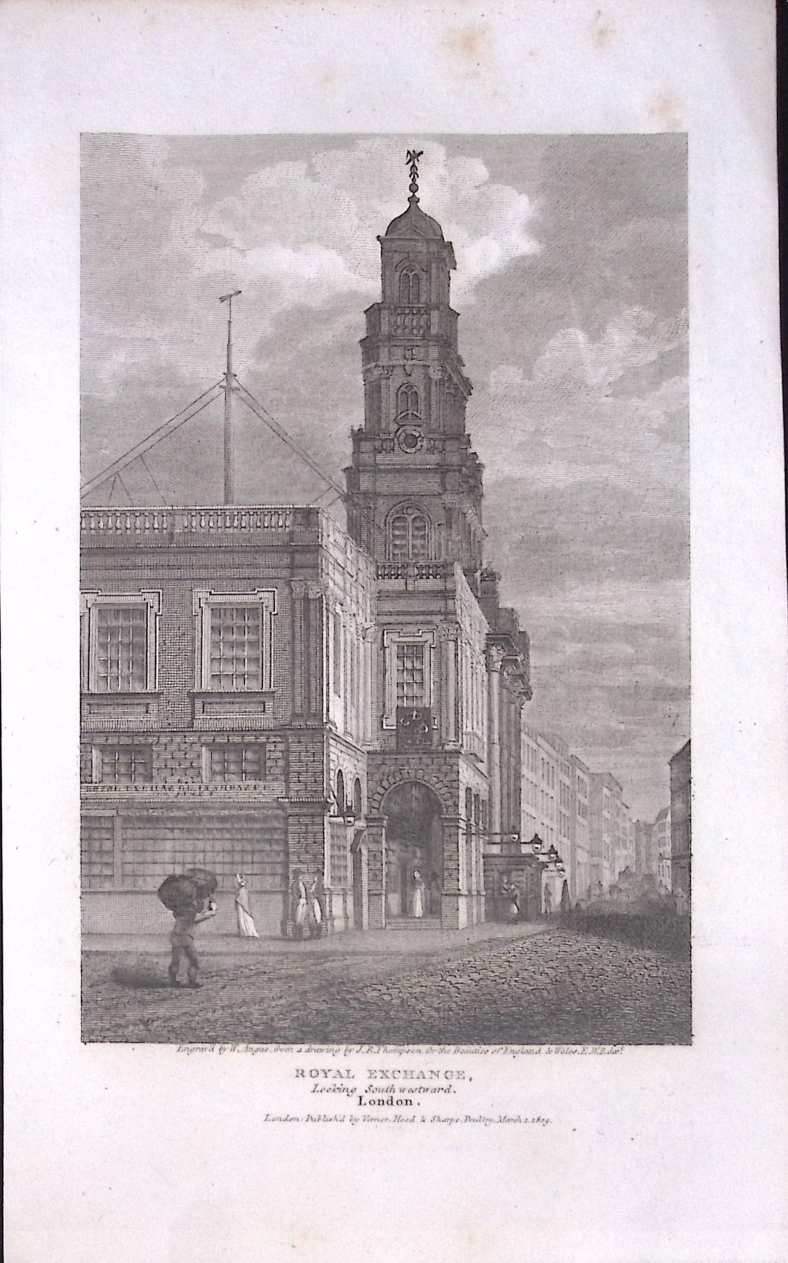 Royal Exchange City of London Antique 200 Years-Old Steel-Engraving-273 (1 of 2)