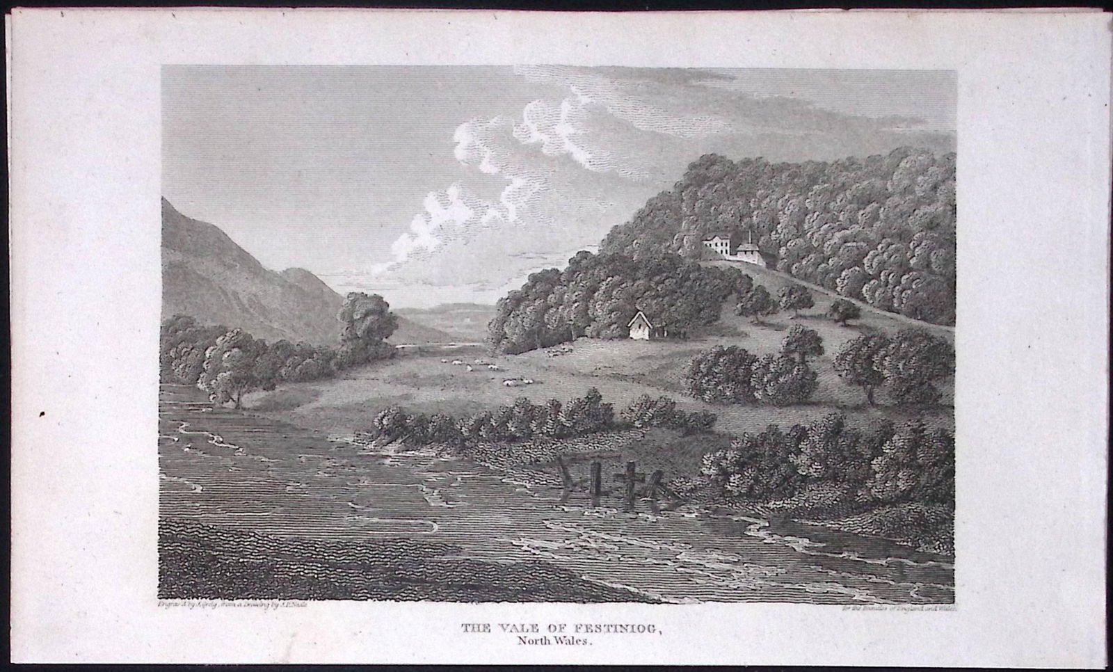 Vale of Ffestiniog Wales Antique 213 Years-Old Georgian Steel-Engraving-206 (1 of 2)
