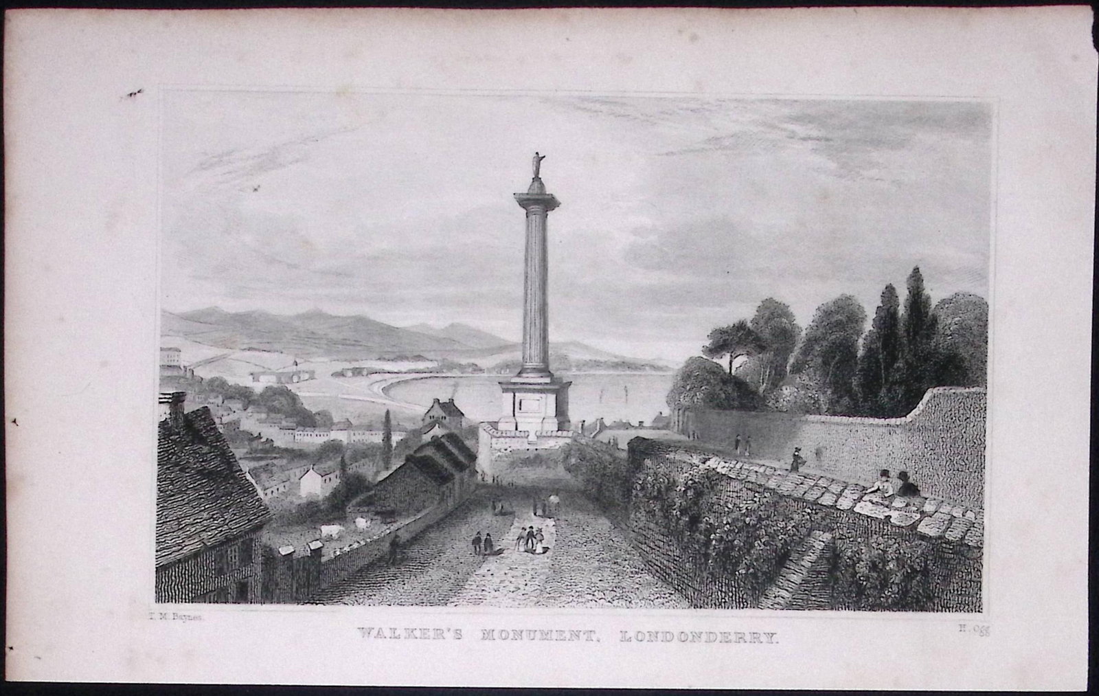 Londonderry Walkers Monument 194 Years Old Antique Steel Engraving-39 (1 of 2)