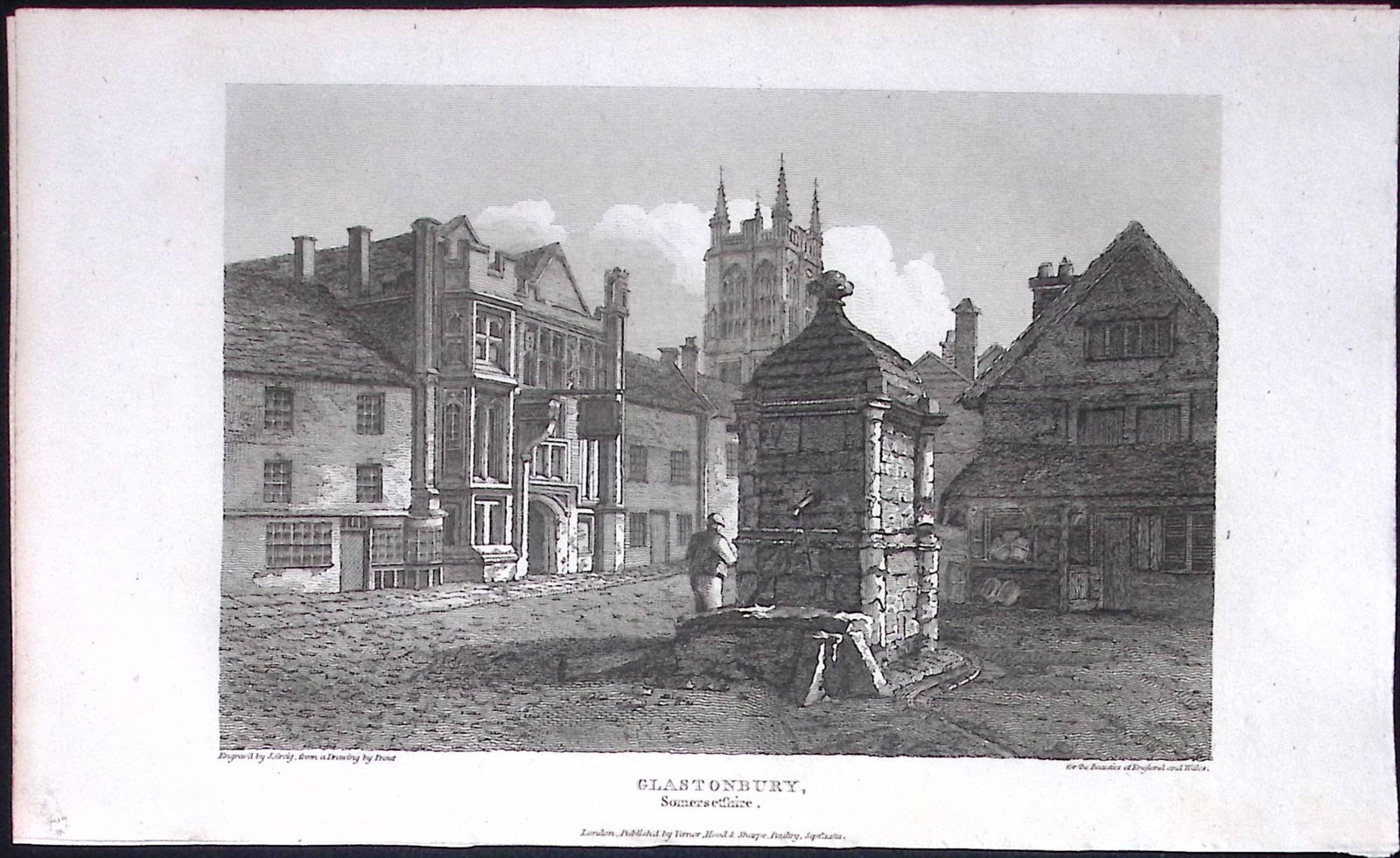 Glastonbury Somerset Antique 212 Years-Old Georgian Steel-Engraving-171 (1 of 2)