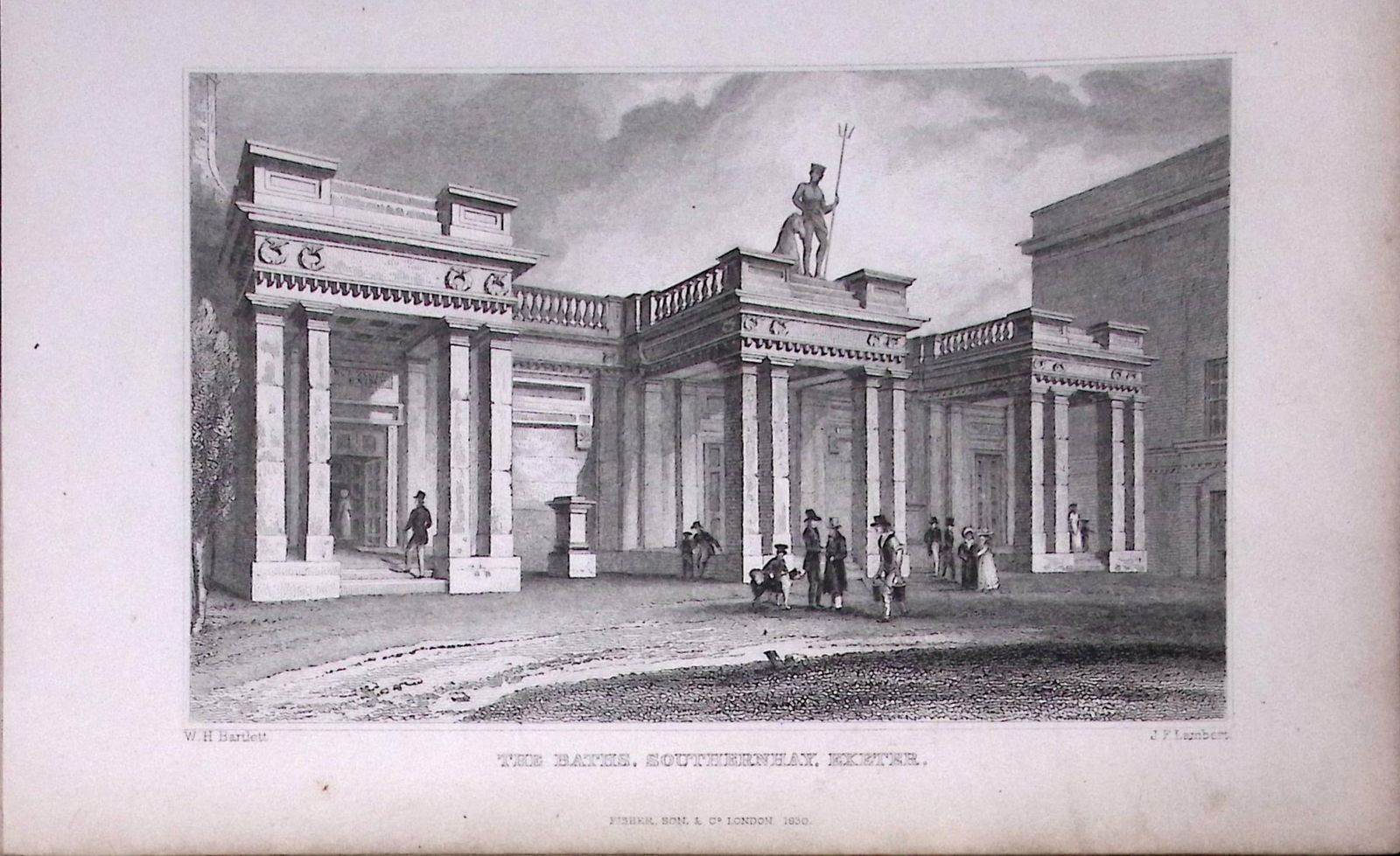 Exeter The Baths Southernhay Devonshire Antique 193 Years-Old Steel-Engraving-8 (1 of 2)