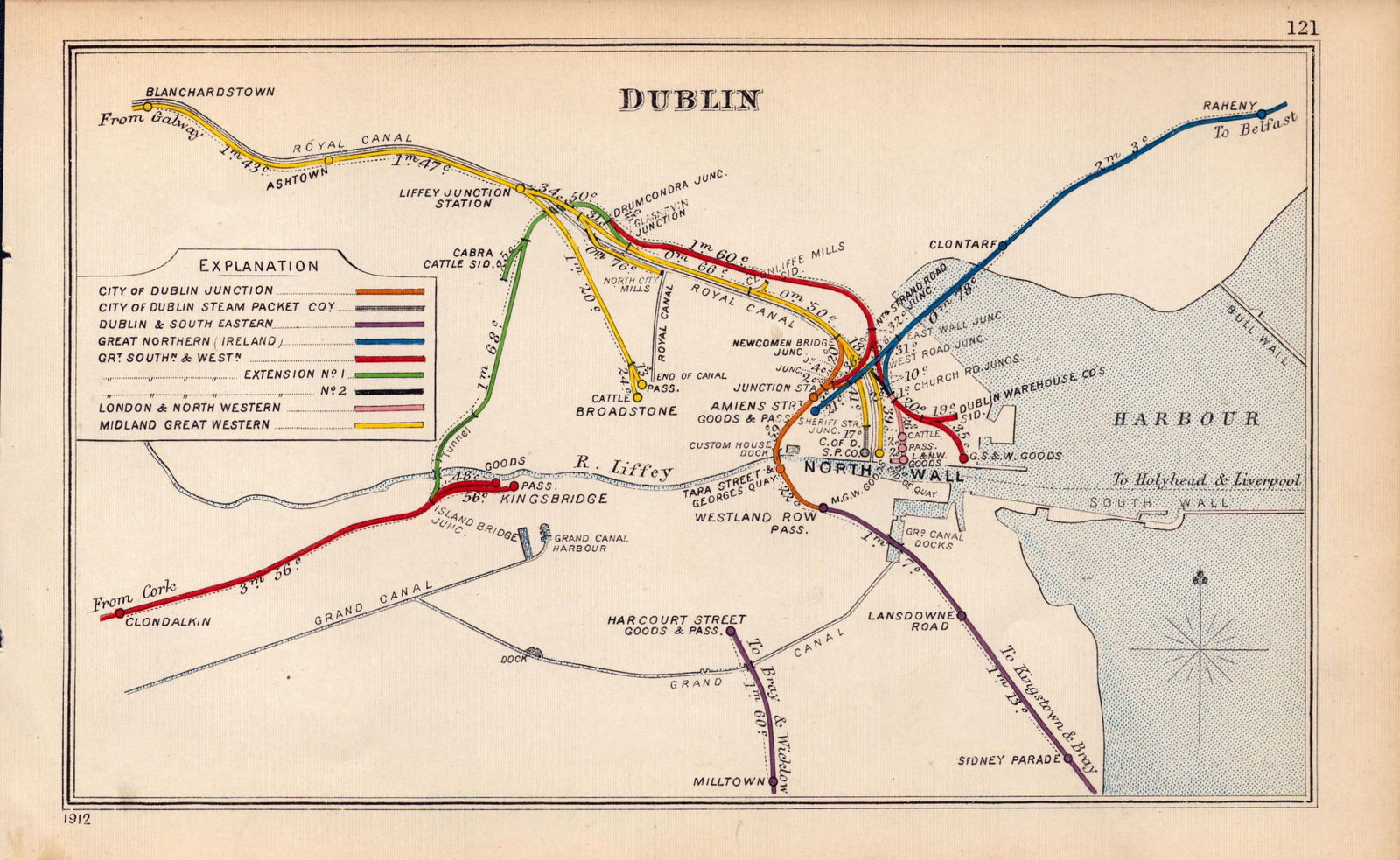 Dublin Liffey North Wall Harbour Ireland Antique Railway Diagram-121. (1 of 2)