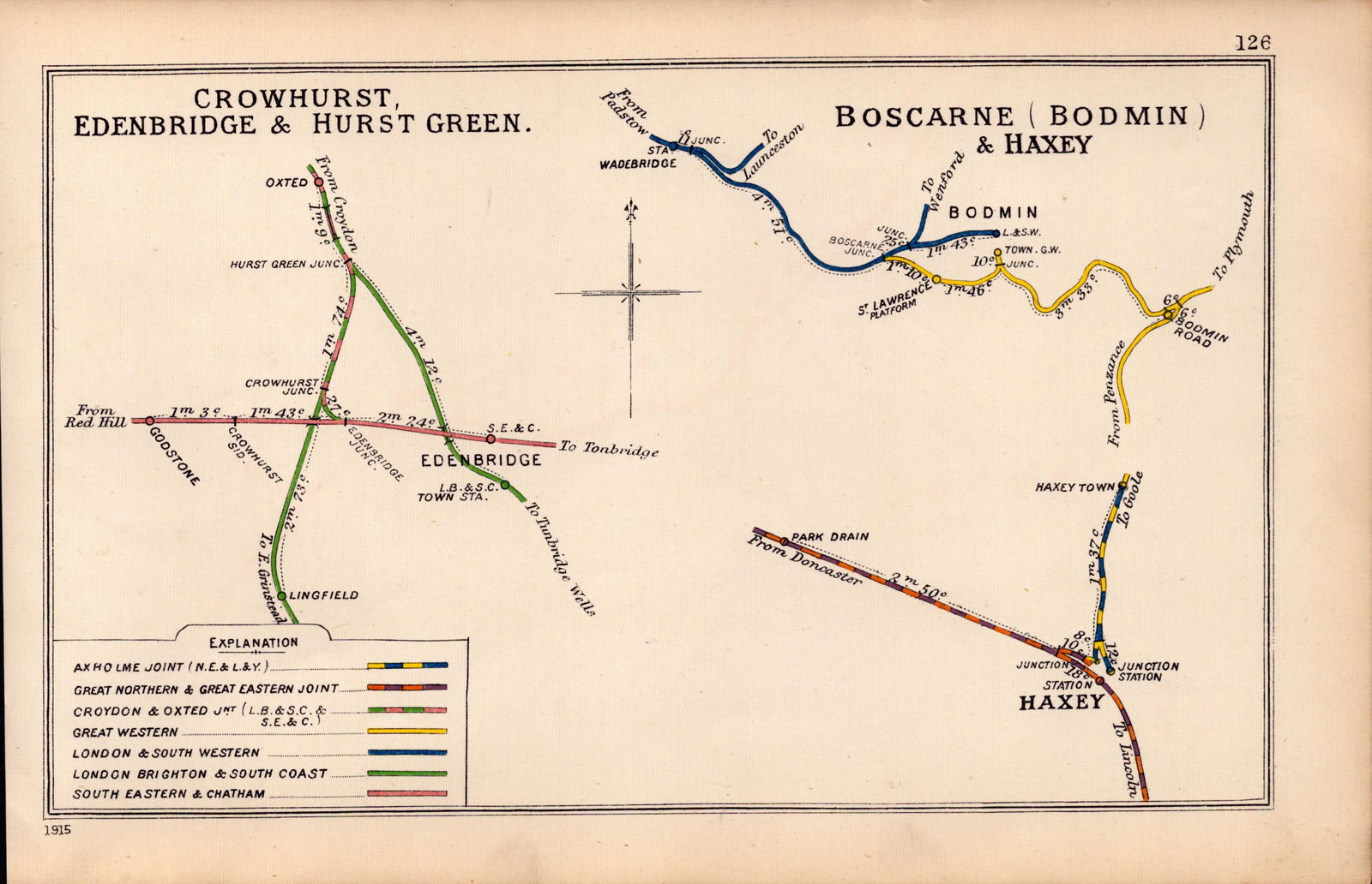 Bodmin Boscarne Hexly Cornwall Antique Railway Junction Diagram-126. (1 of 2)
