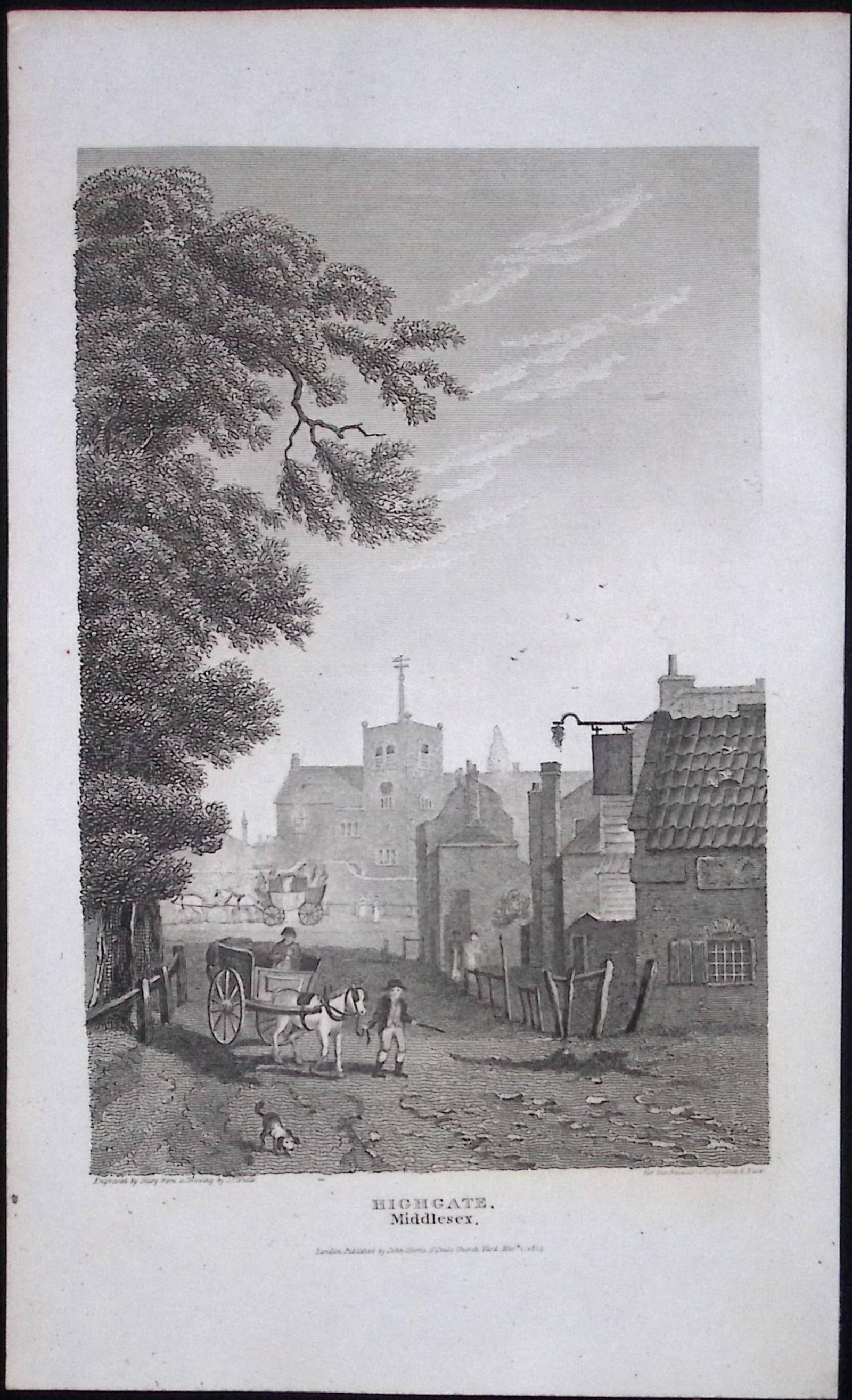 London Highgate Hamlet Antique 200 Years-Old Steel-Engraving-109 (1 of 2)