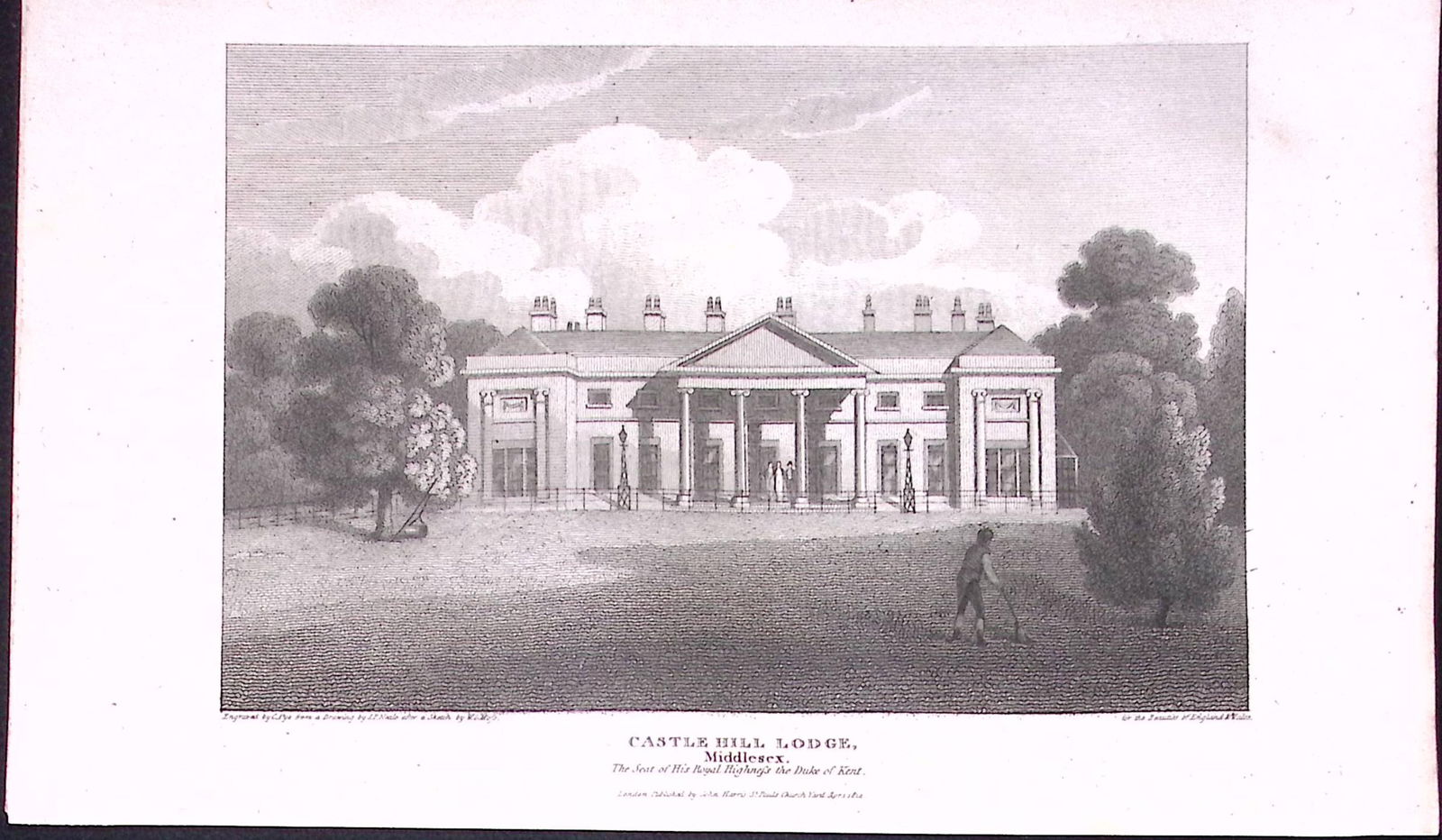 Castle Hill Lodge Ealing London Antique 200 Years-Old Steel-Engraving-270 (1 of 2)