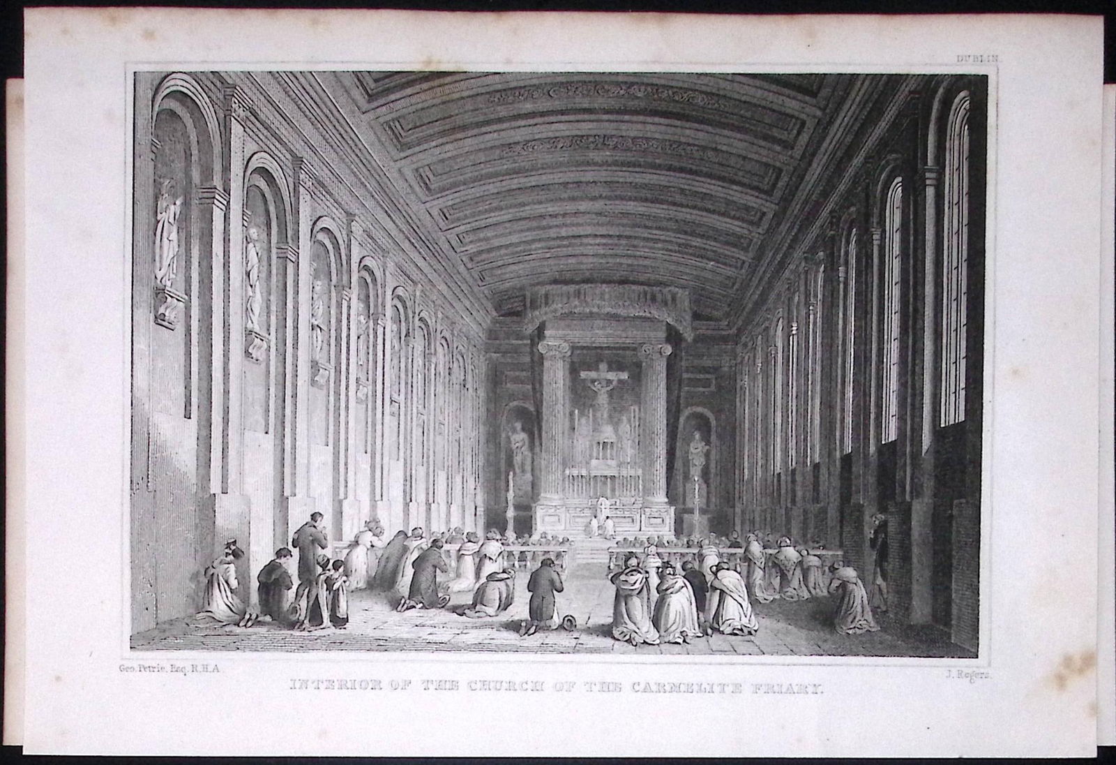 Dublin Church Of The Carmelite Friary 194 Years Old Antique Steel Engraving-23 (1 of 2)