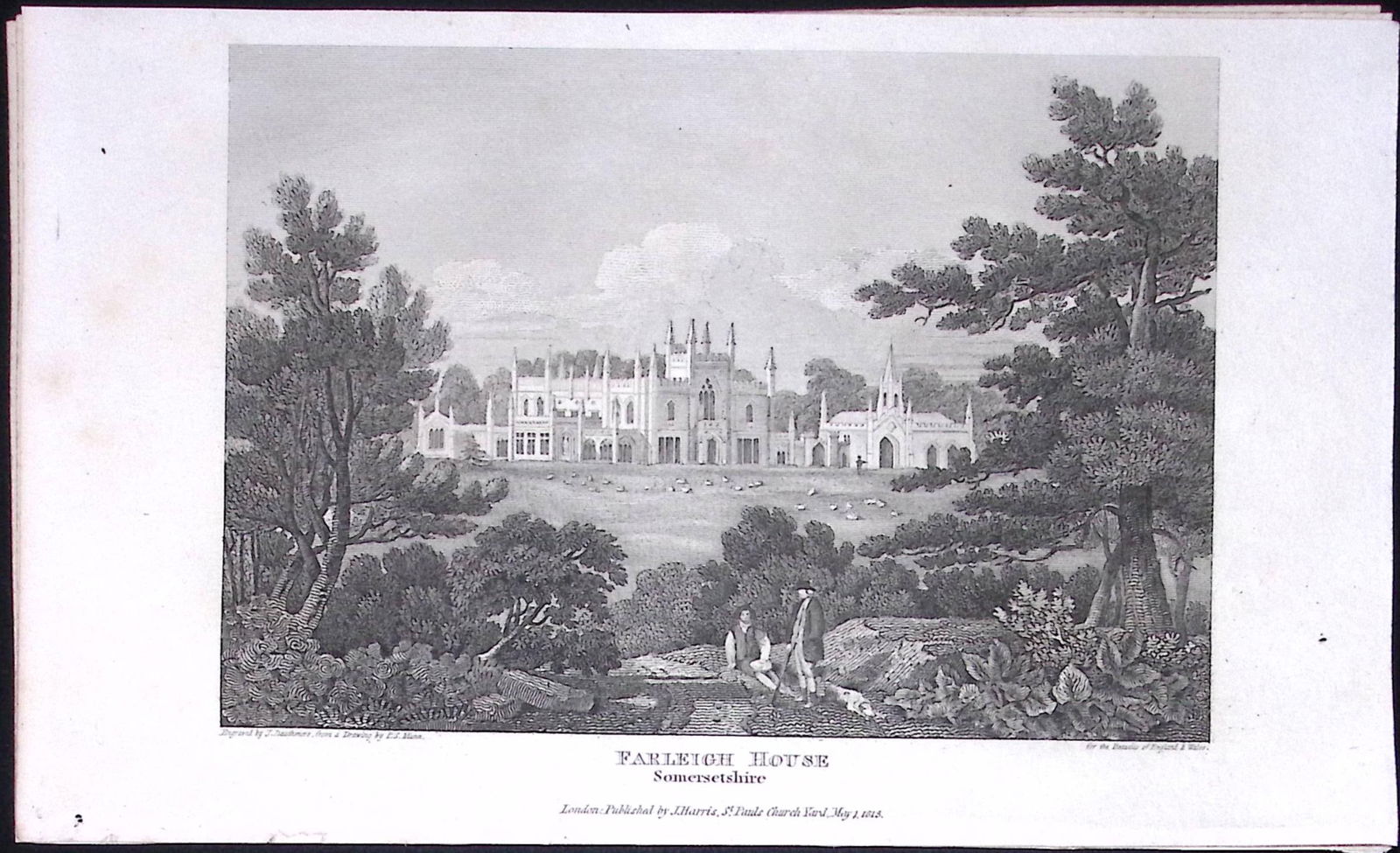 Farleigh House Somerset Antique 212 Years-Old Georgian Steel-Engraving-170 (1 of 2)