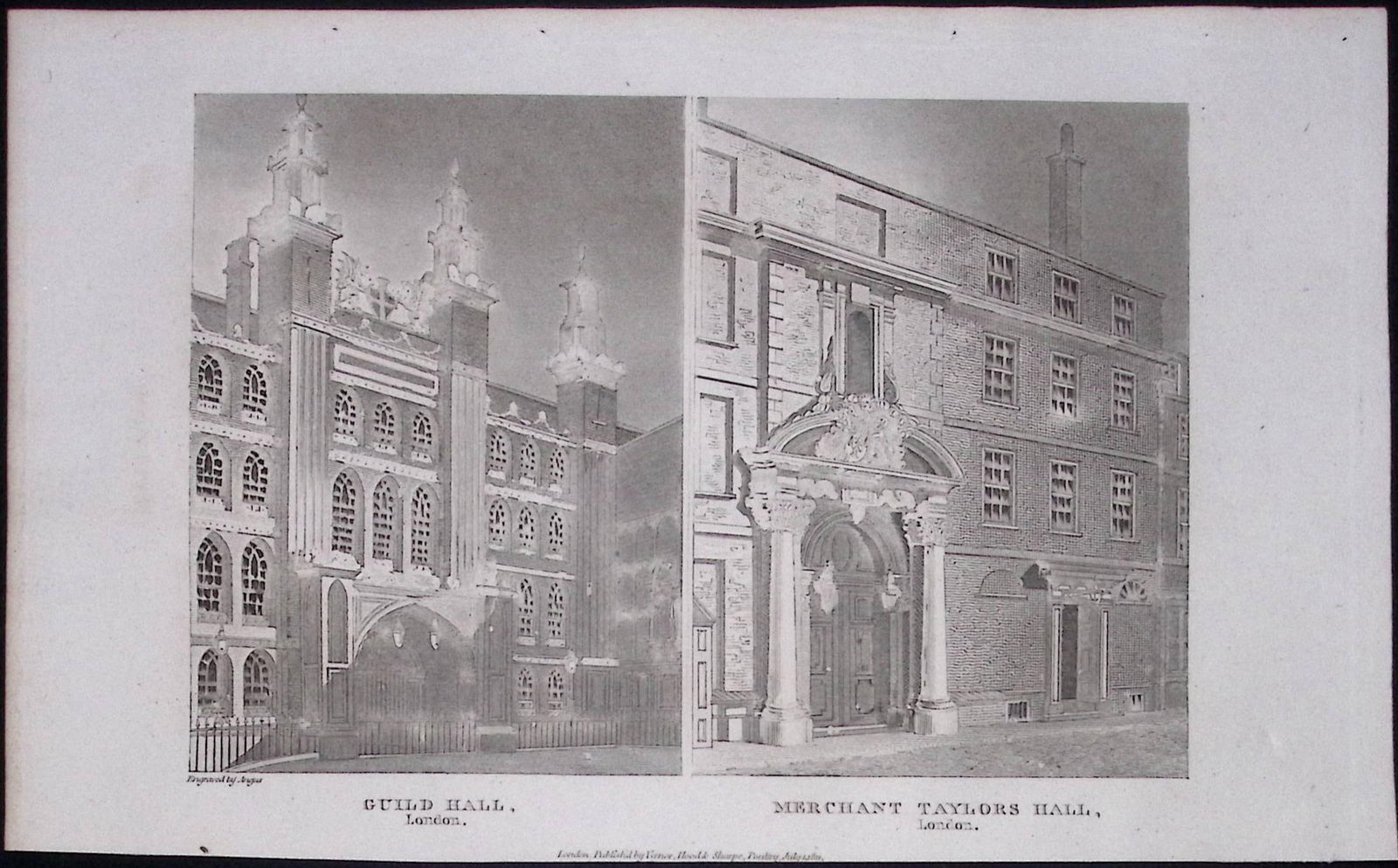 London Guild & Merchant Taylor’s Hall Antique 200 Years-Old Steel-Engraving-119 (1 of 2)
