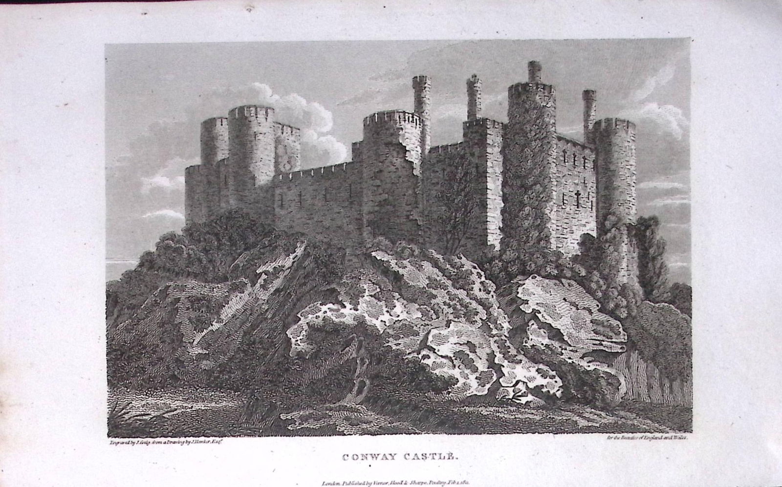 Conwy Castle Wales Antique 213 Years-Old Georgian Steel-Engraving-193 (1 of 2)
