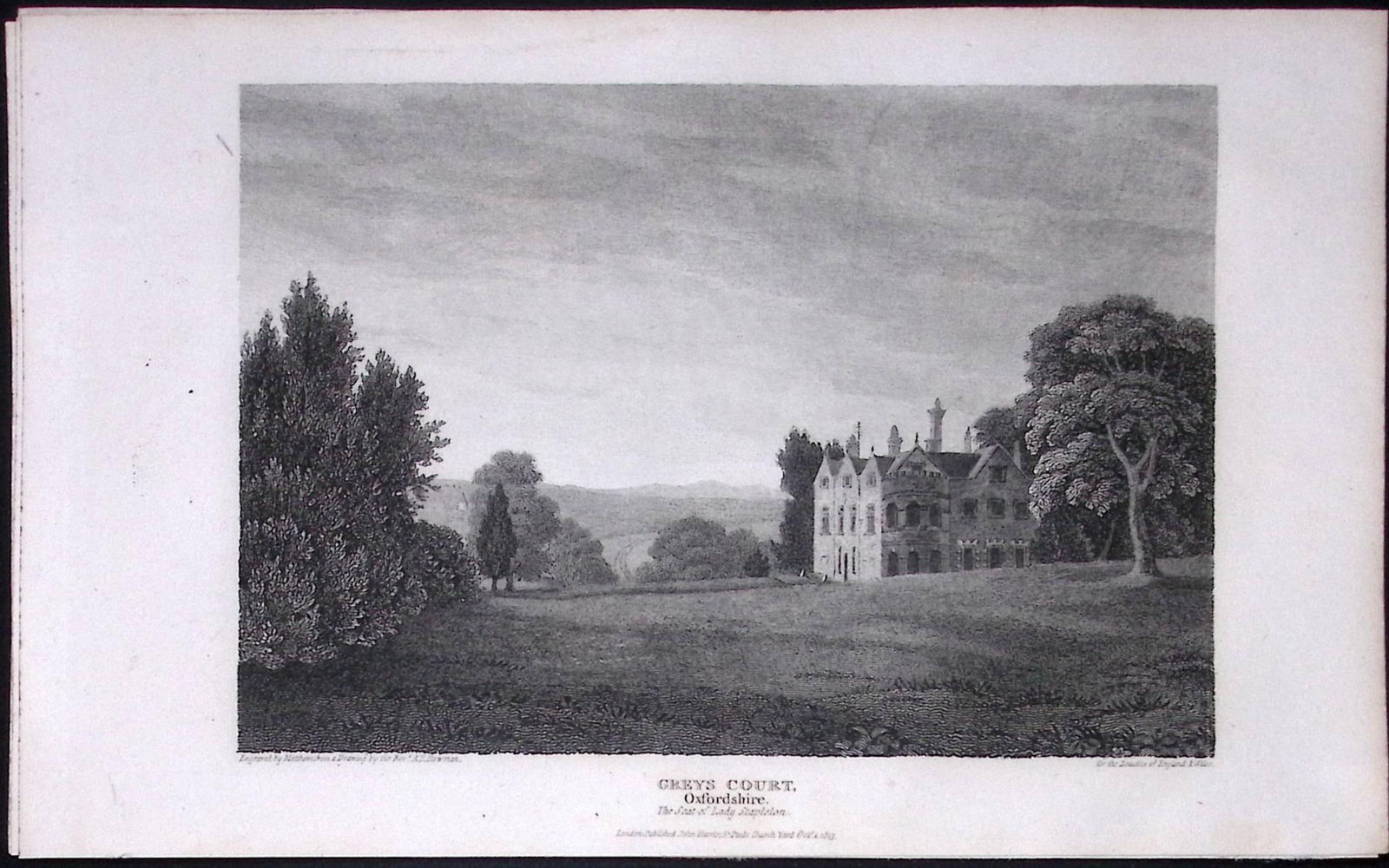 Henley On Thames Greys Court Oxfordshire Antique 212 Years-Old Steel-Engraving-56 (1 of 2)