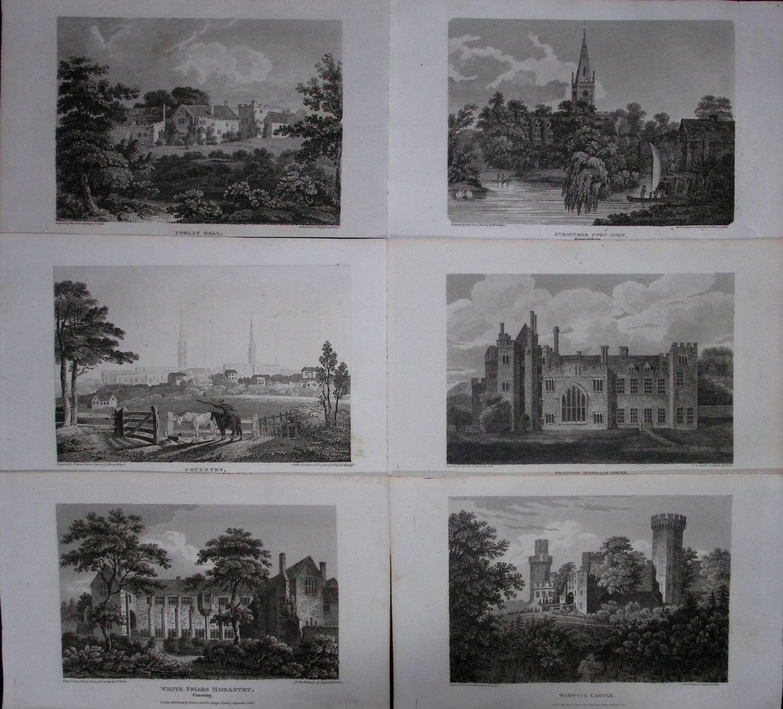 Warwickshire Job-Lot Antique 212 Years-Old Georgian Steel-Engravings-1. (1 of 2)