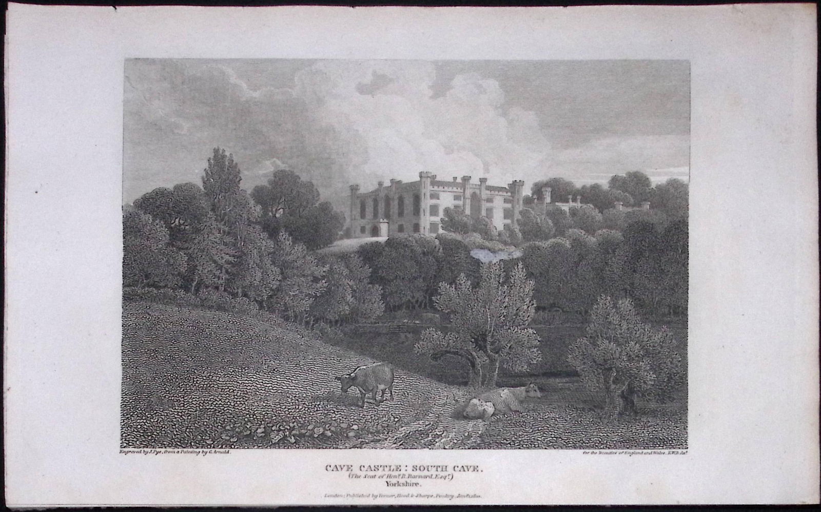 Brough Yorkshire Cave Castle Antique 213 Years-Old Steel-Engraving-23 (1 of 2)