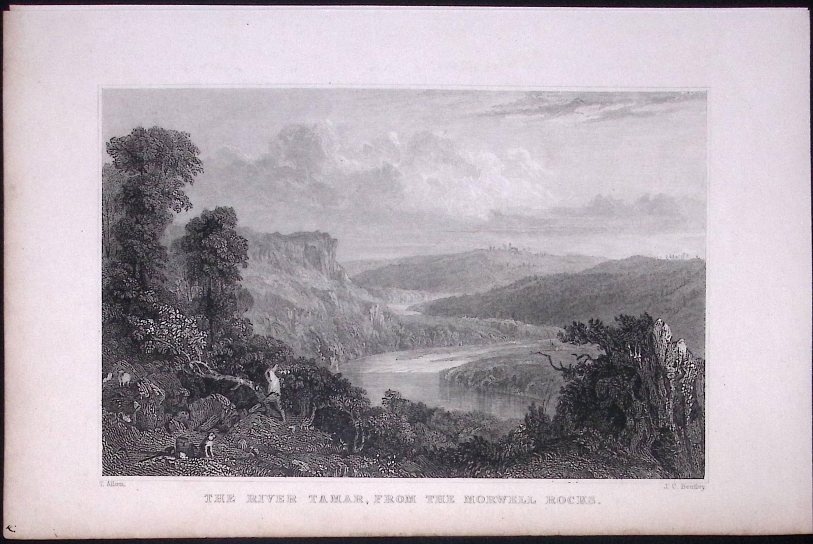 River Tamar From Morwell Rocks Devonshire Antique 193 Years-Old Steel-Engraving-20 (1 of 2)