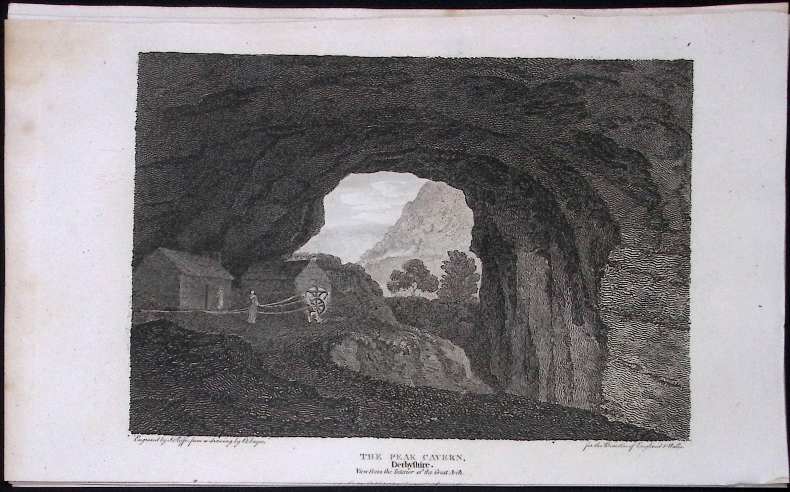 Peak Cavern Derbyshire Antique 223 Years-Old Georgian Steel-Engraving-284 (1 of 1)
