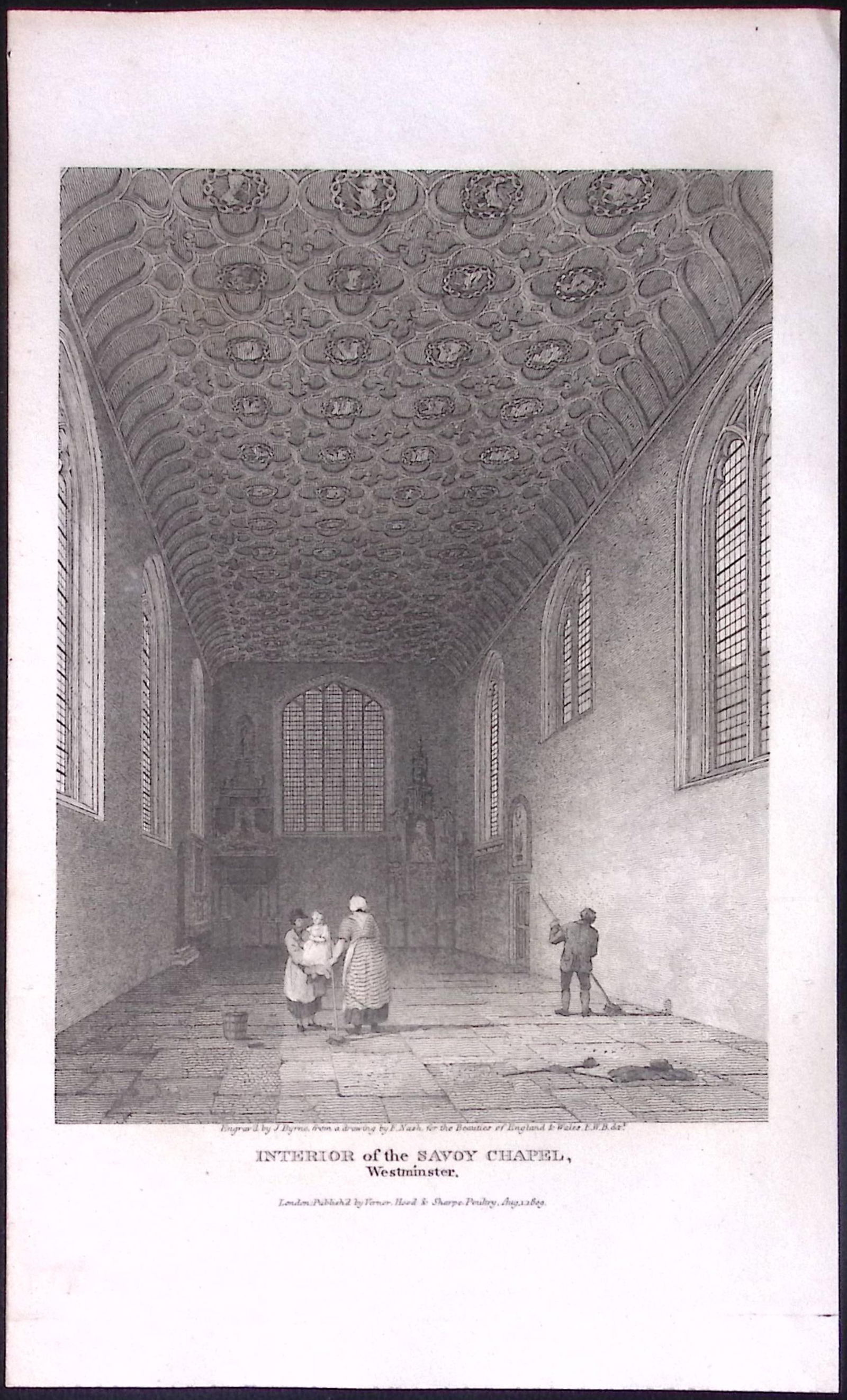 Savoy Chapel Westminster London Antique 200 Years-Old Steel-Engraving-276 (1 of 2)