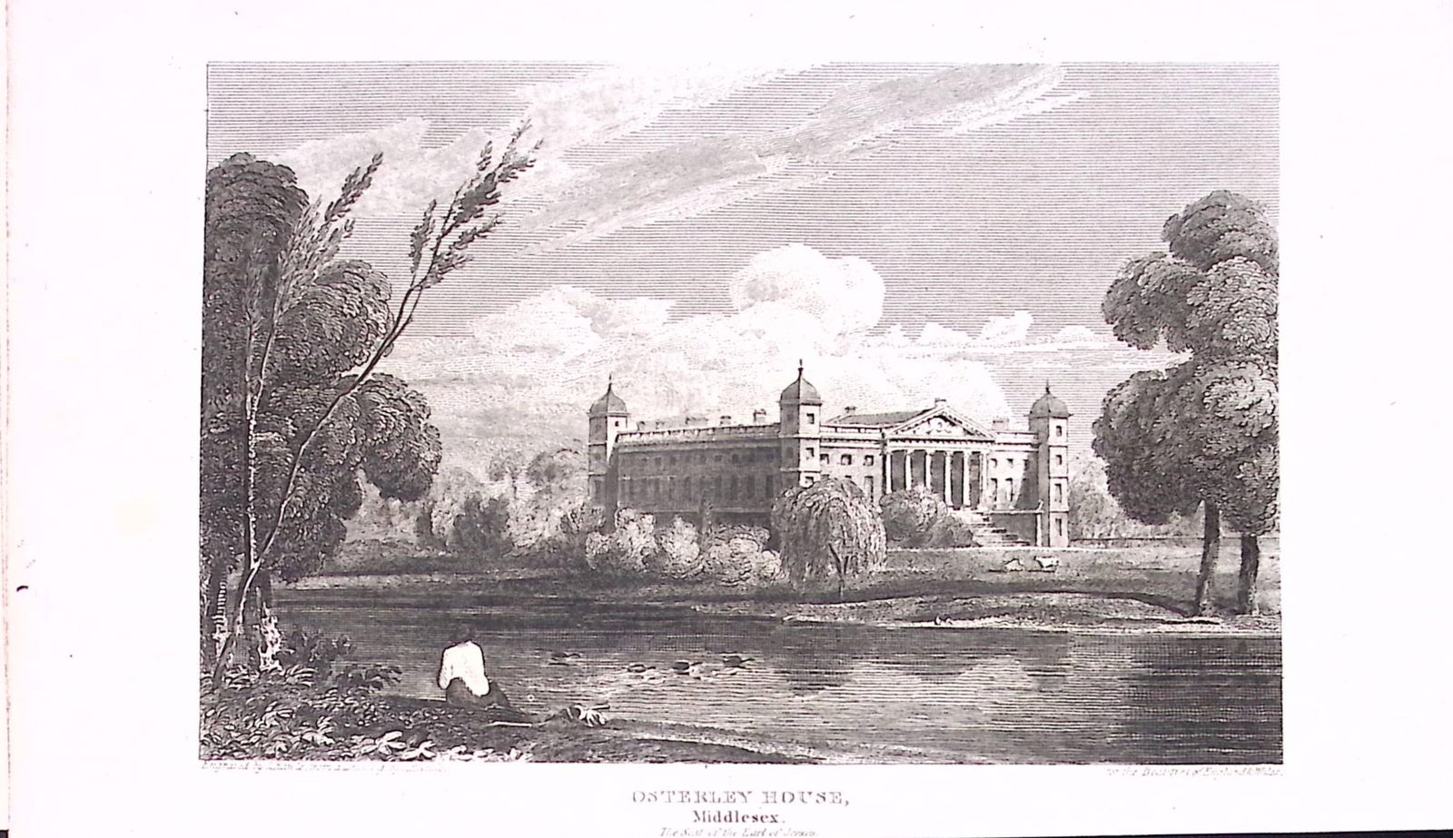 Sunbury House Middlesex Antique 200 Years-Old Steel-Engraving-250 (1 of 2)