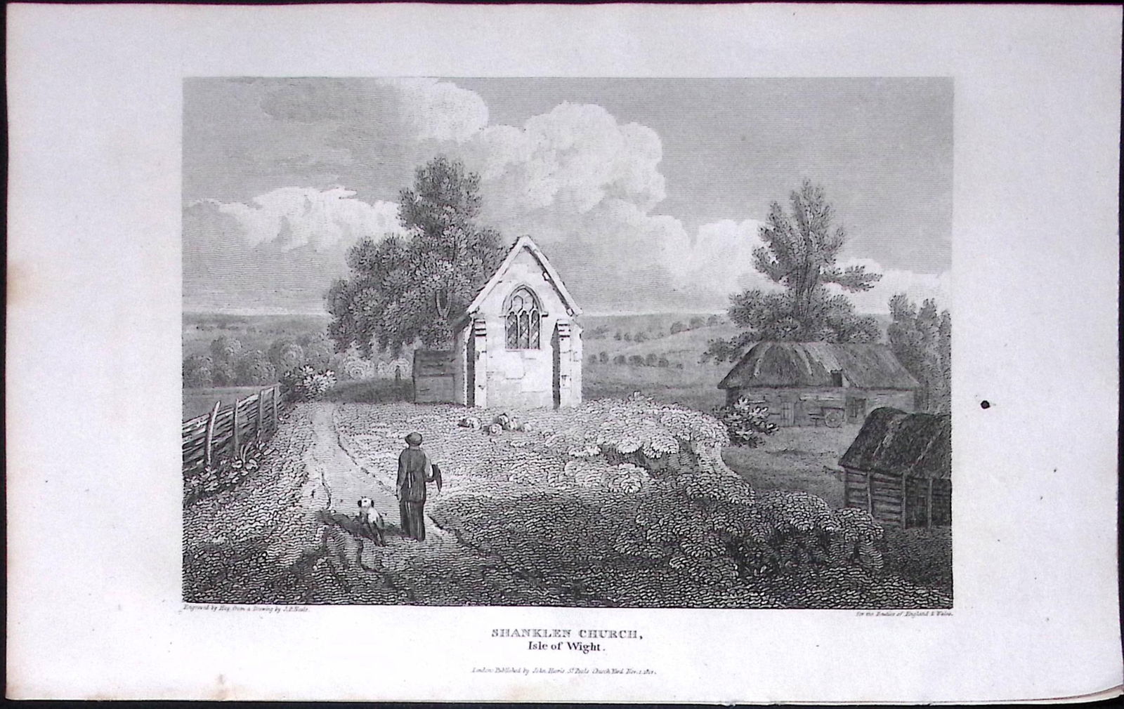 Shanklin Church Isle of Wight Antique 220 Years-Old Georgian Steel-Engraving-223 (1 of 1)