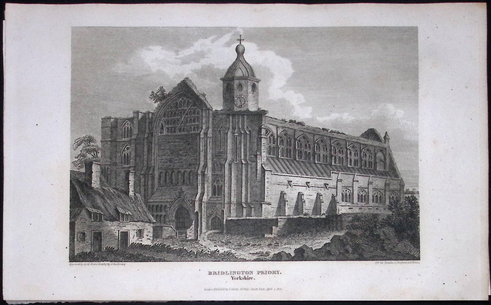 Bridlington Priory Yorkshire Antique 213 Years-Old Steel-Engraving-22 (1 of 2)