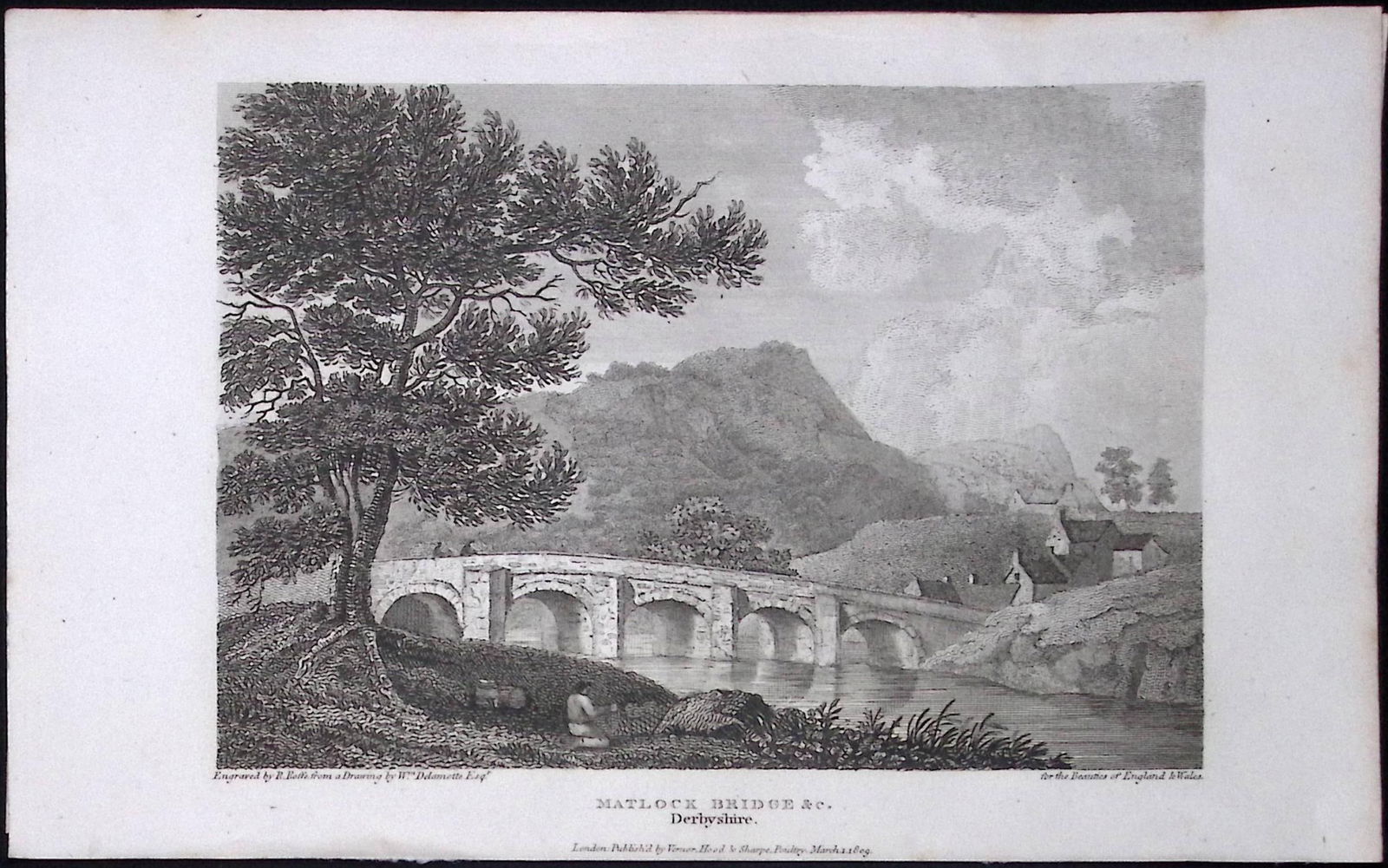 Matlock Bridge Derbyshire Antique 223 Years-Old Georgian Steel-Engraving-294: Title: Matlock Bridge Derbyshire Antique 223 Years-Old Georgian Steel-Engraving-294 Description: Matlock Bridge Derbyshire Antique 223 Years-Old Georgian Steel-Engraving-294 <