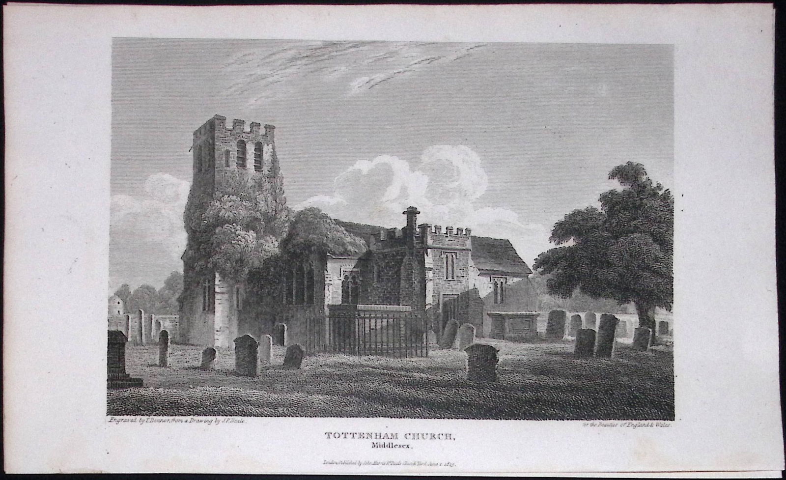 London Tottenham Church & Graveyard Antique 200 Years-Old Steel-Engraving-97: Title: London Tottenham Church & Graveyard Antique 200 Years-Old Steel-Engraving-97 Description: This London Georgian Antique Print Was Removed from a First Edition of. The Beauties of