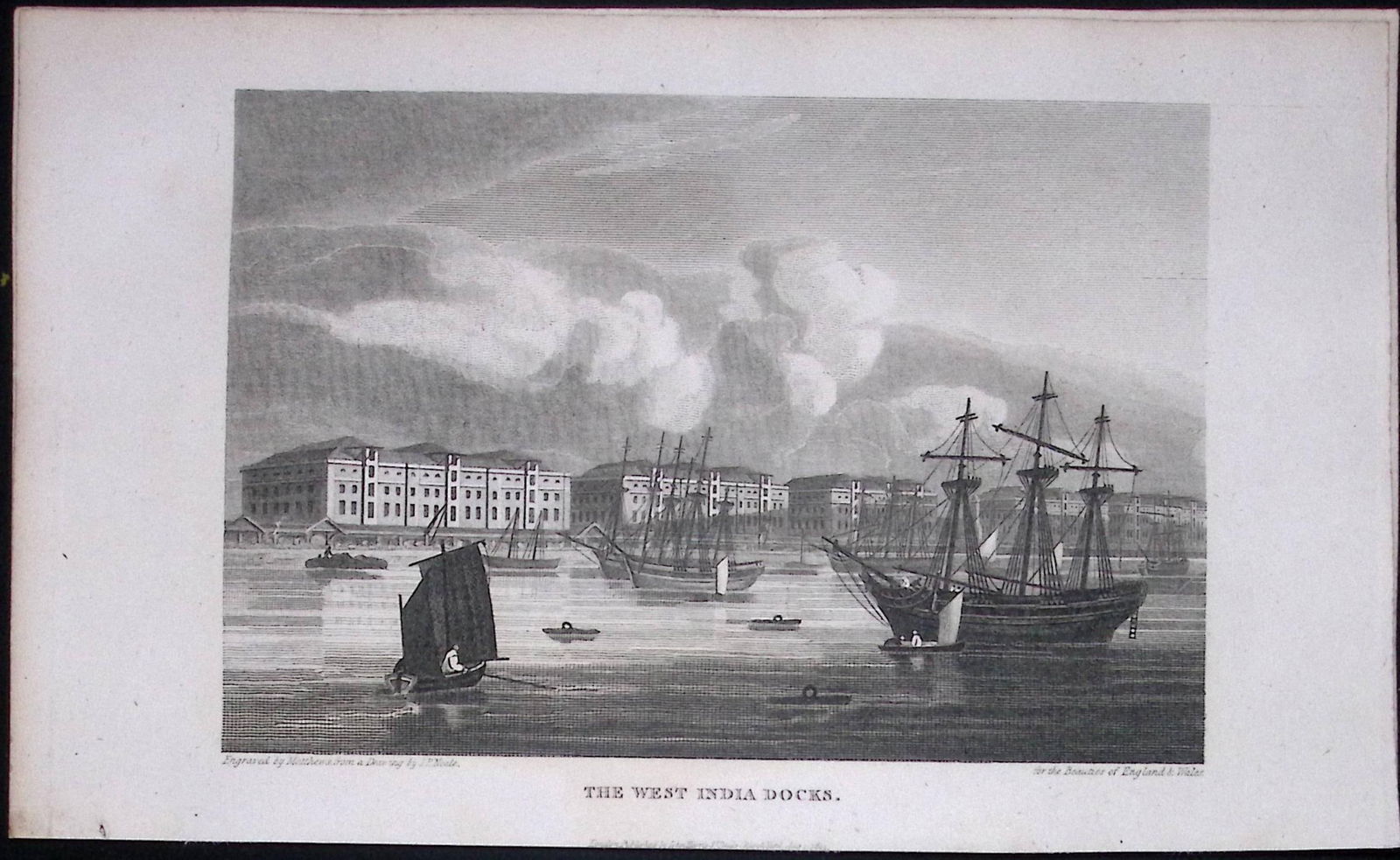 London West India Docks Antique 200 Years-Old Steel-Engraving-112: Title: London West India Docks Antique 200 Years-Old Steel-Engraving-112 Description: This London Georgian Antique Print Was Removed from a First Edition of. The Beauties of E
