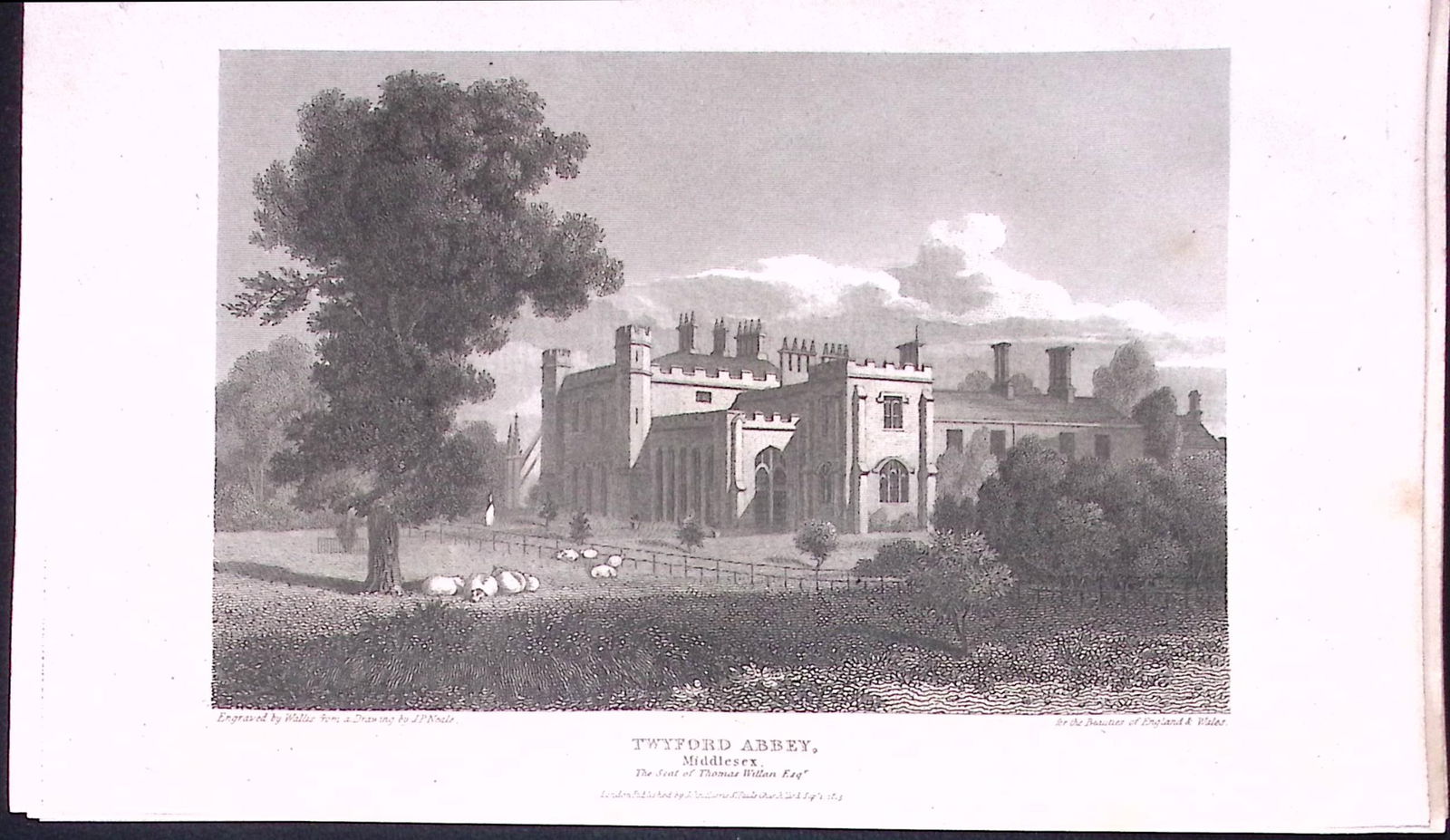Twyford Abbey Ealing London Antique 200 Years-Old Steel-Engraving-271 (1 of 2)