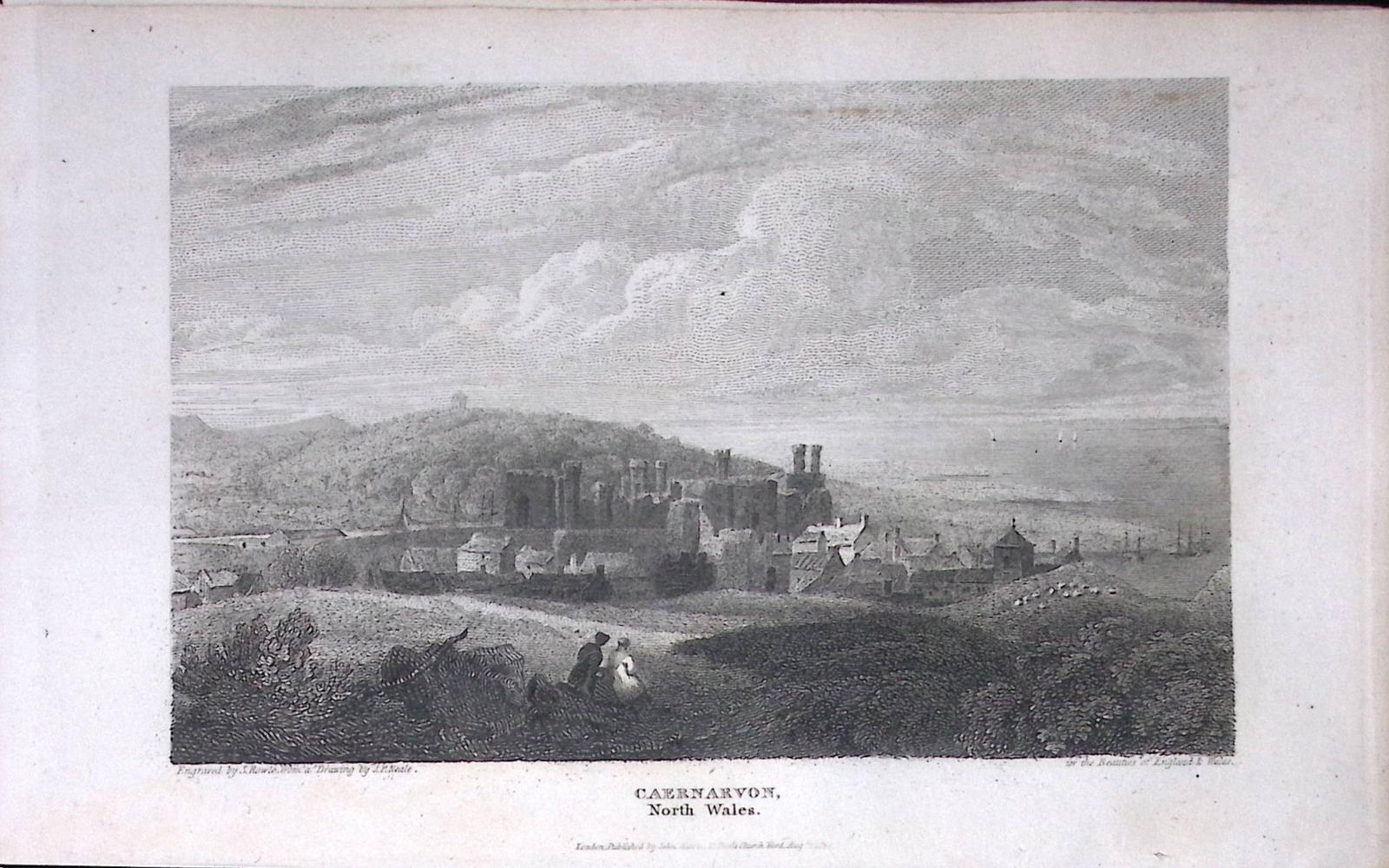 Caernarfon Town Wales Antique 213 Years-Old Georgian Steel-Engraving-189 (1 of 2)