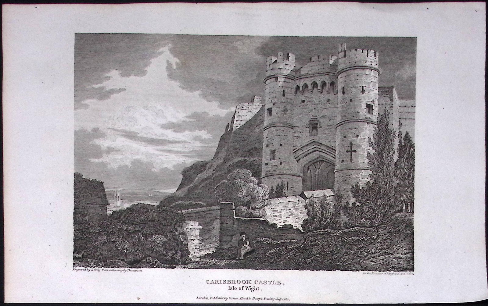 Carisbrook Castle Isle of Wight Antique 220 Years-Old Georgian Steel-Engraving-224 (1 of 1)