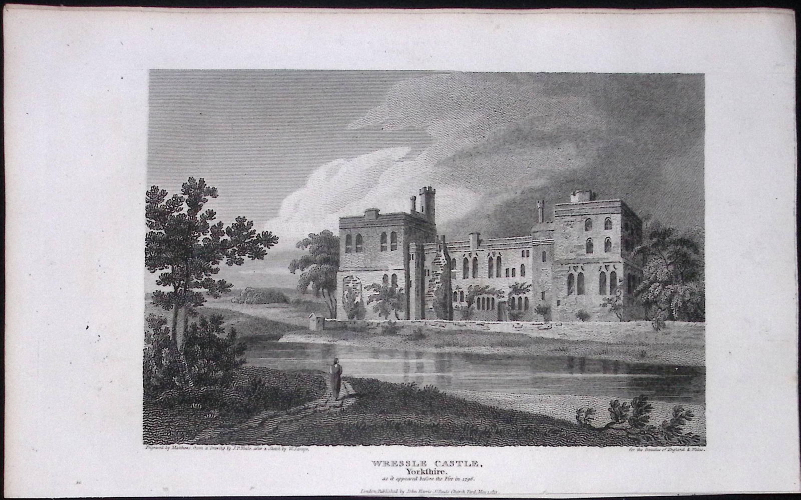Wressle Castle Yorkshire Antique 213 Years-Old Steel-Engraving-25 (1 of 2)