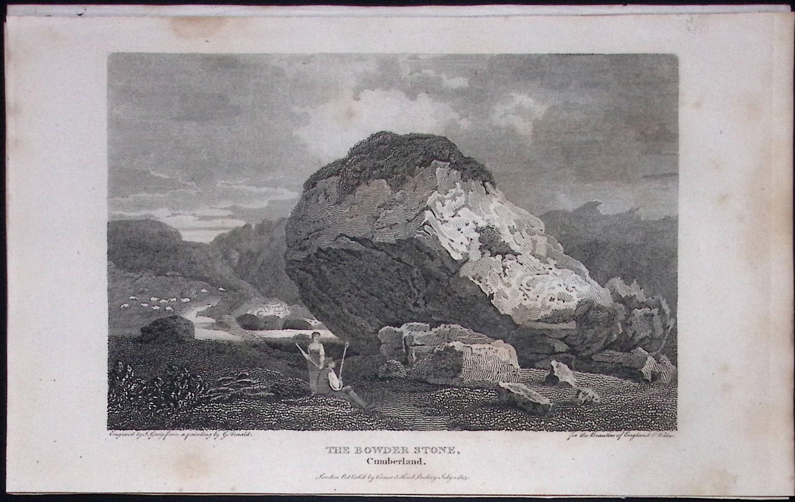 Cumbria Borrowdale the Bowder Stone Antique 223 Years-Old Steel-Engraving-128: Title: Cumbria Borrowdale the Bowder Stone Antique 223 Years-Old Steel-Engraving-128 Description: This Cumbria Georgian Antique Print Was Removed from a First Edition of. The Beauties of