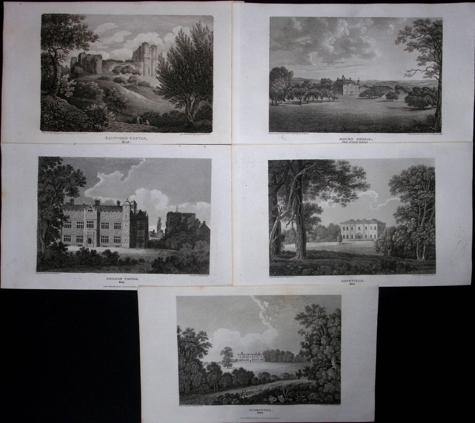 County Kent Job-Lot Antique 218 Years-Old Georgian Steel-Engravings-3 (1 of 2)